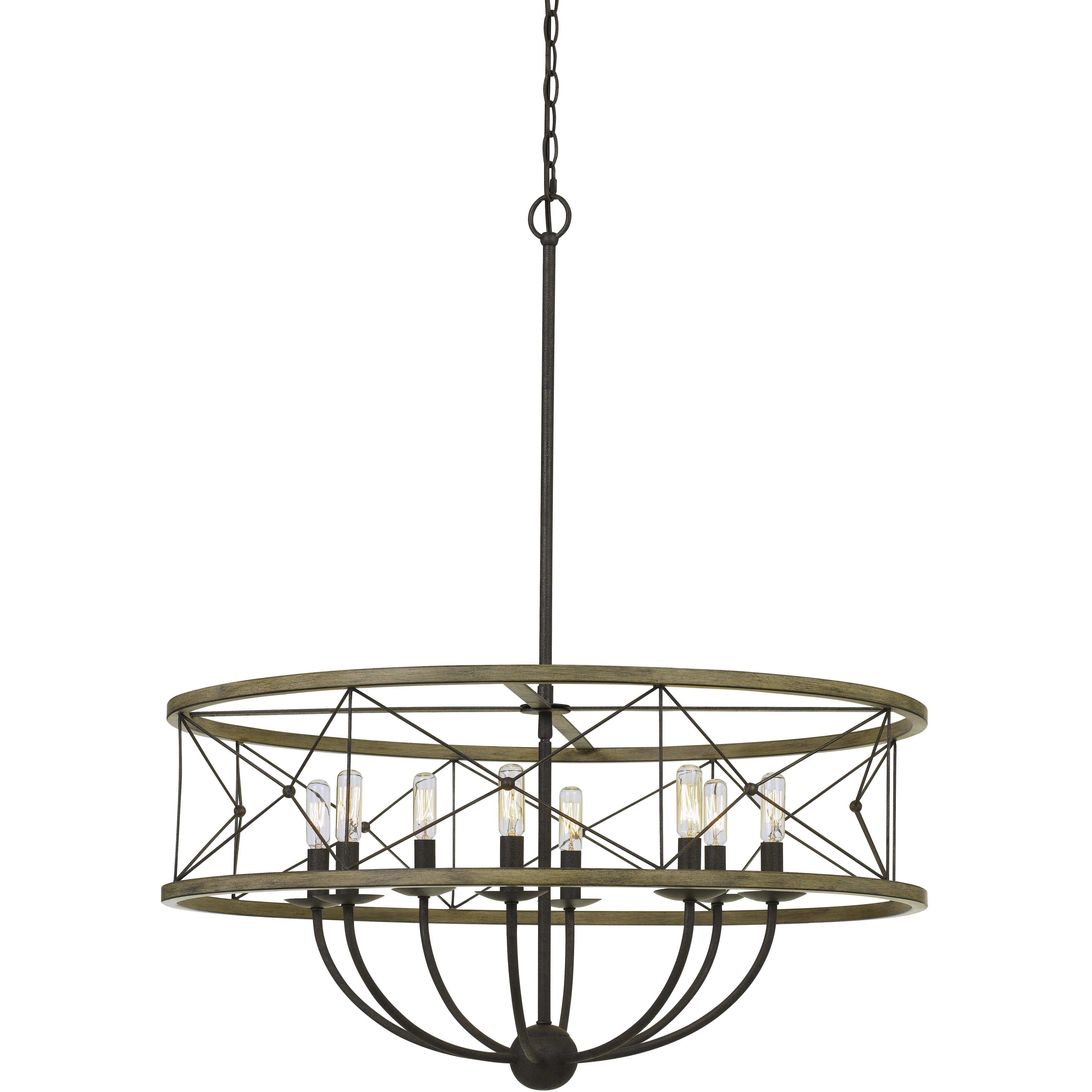 Modica 8 Light 30 inch Distress Ivory and Iron Pendant Ceiling Light