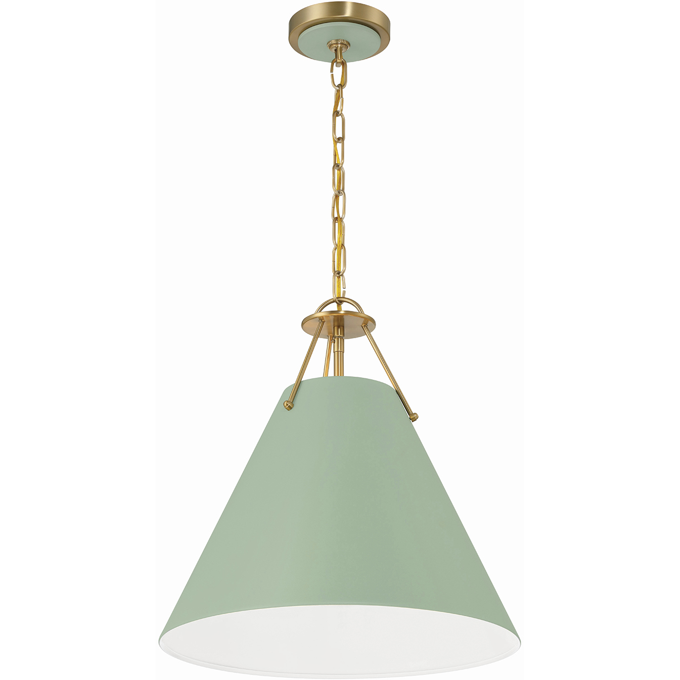 Xavier 3 Light 16 inch Vibrant Gold Pendant Ceiling Light in Vibrant Gold and Green