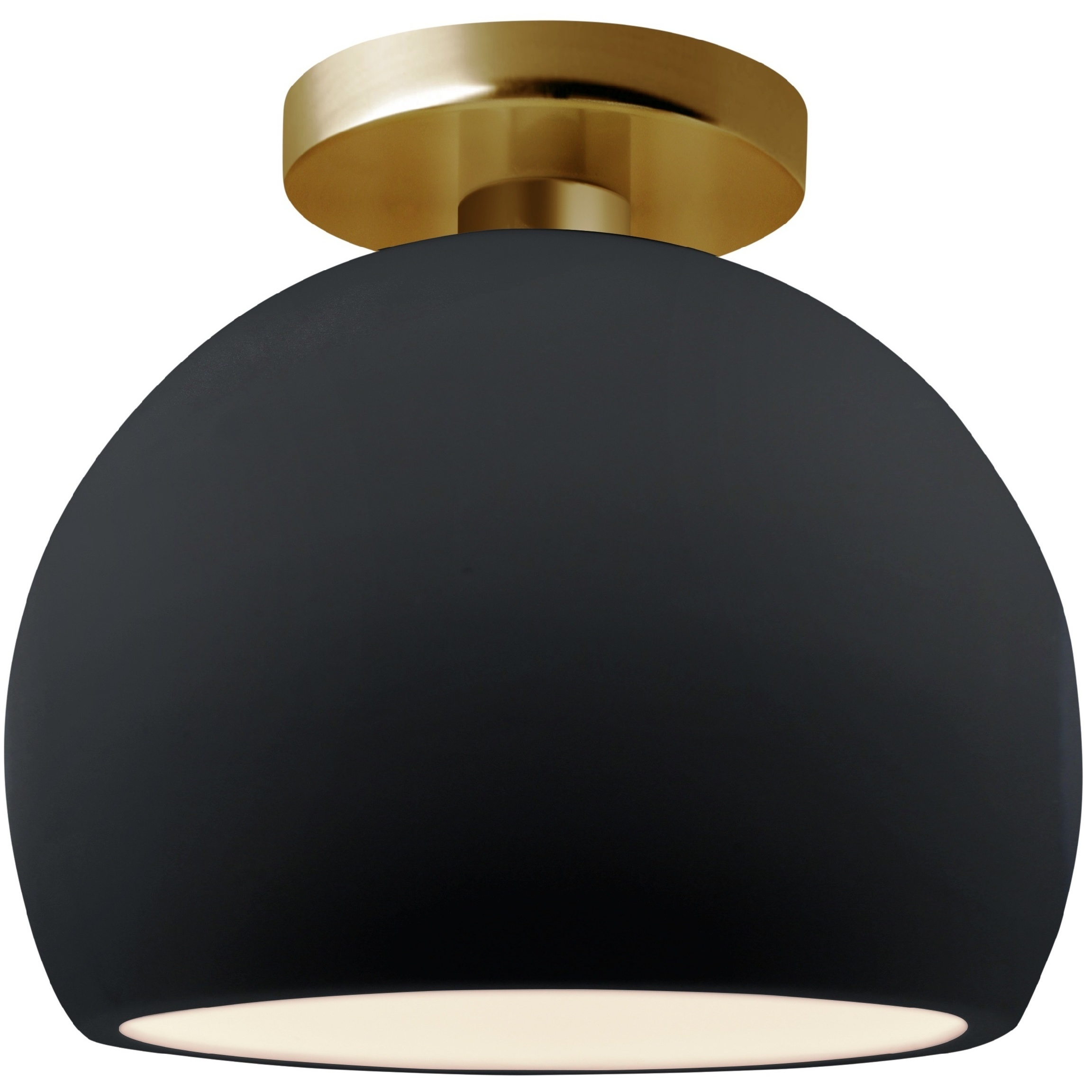Radiance LED 7 inch Gloss Black and Matte White and Brushed Brass Semi Flush Ceiling Light