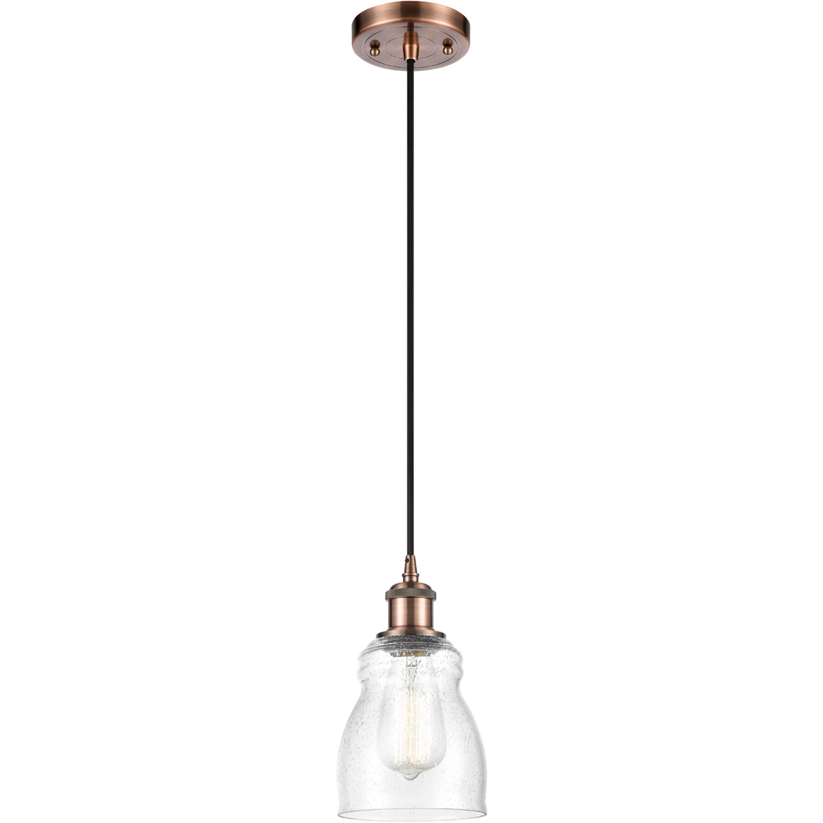 Ballston Ellery 1 Light 5 inch Antique Copper Mini Pendant Ceiling Light in Seedy Glass, Ballston