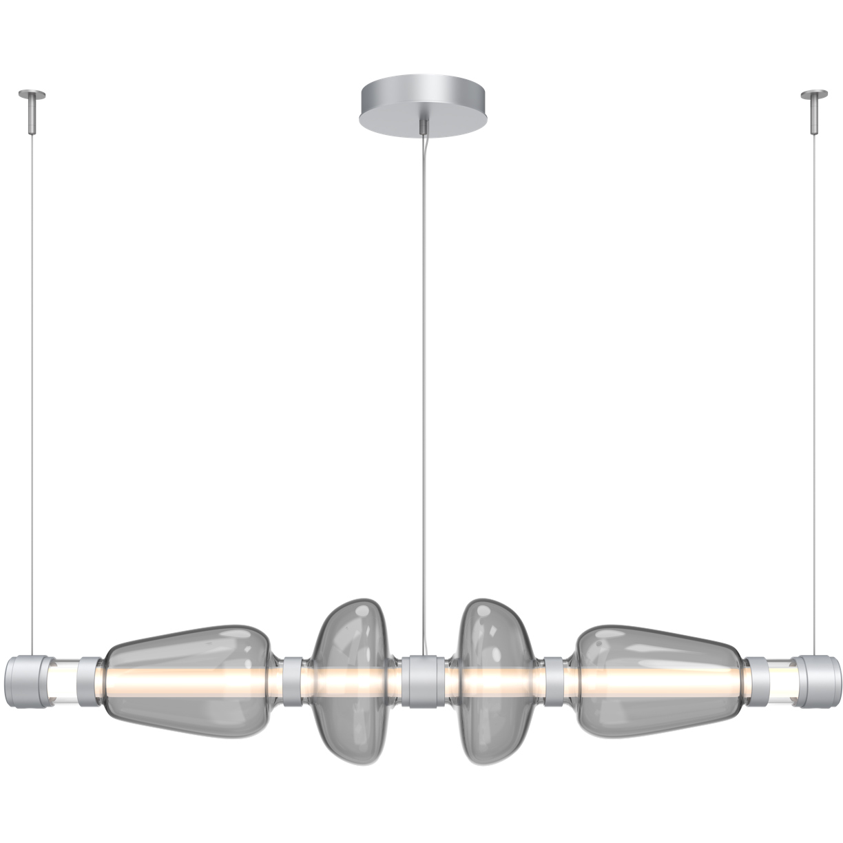 Bolla LED 53.3 inch Classic Silver Linear Chandelier Ceiling Light in Smoke, Mandrel