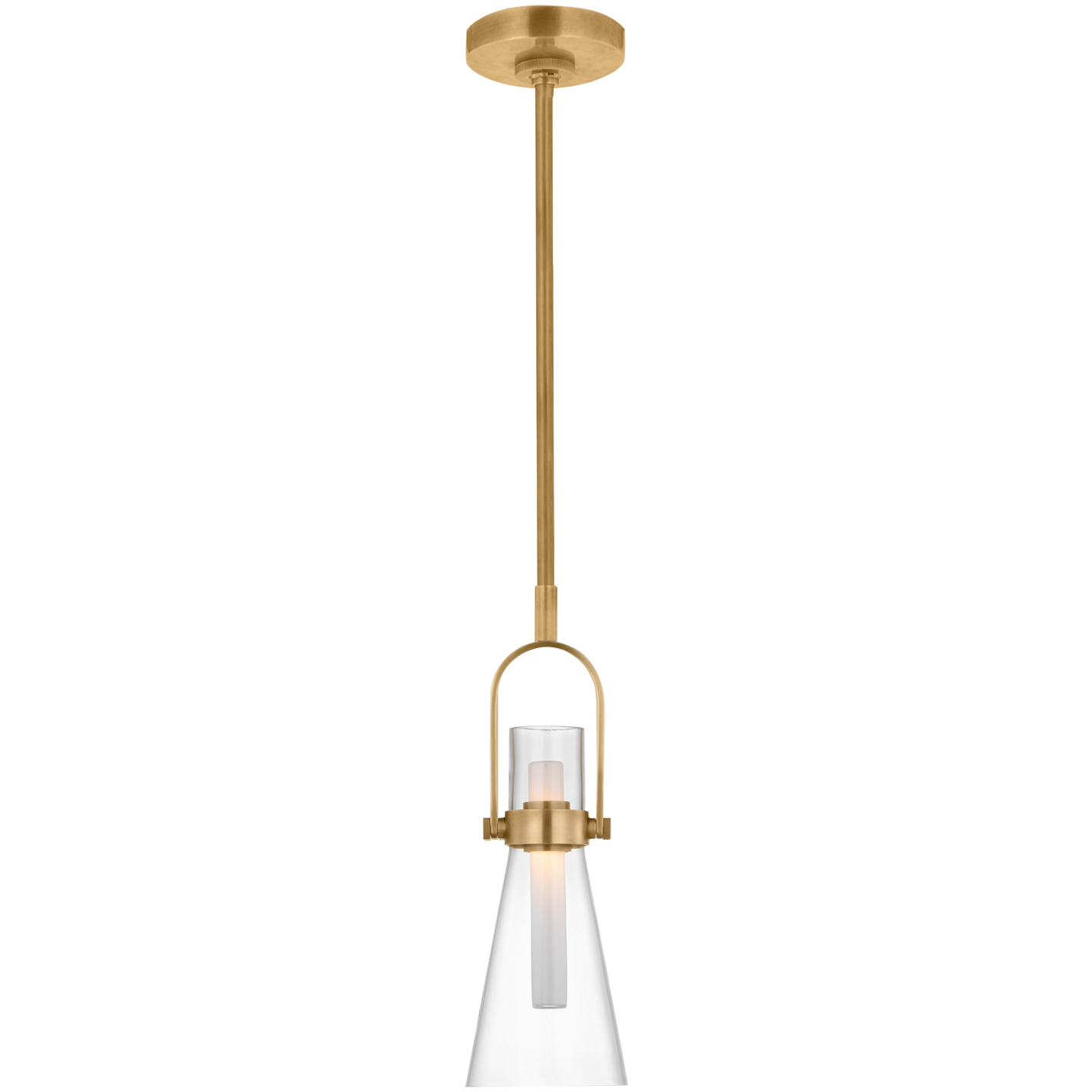 Ian K. Fowler Larkin LED 5.5 inch Hand-Rubbed Antique Brass Conical Pendant Ceiling Light