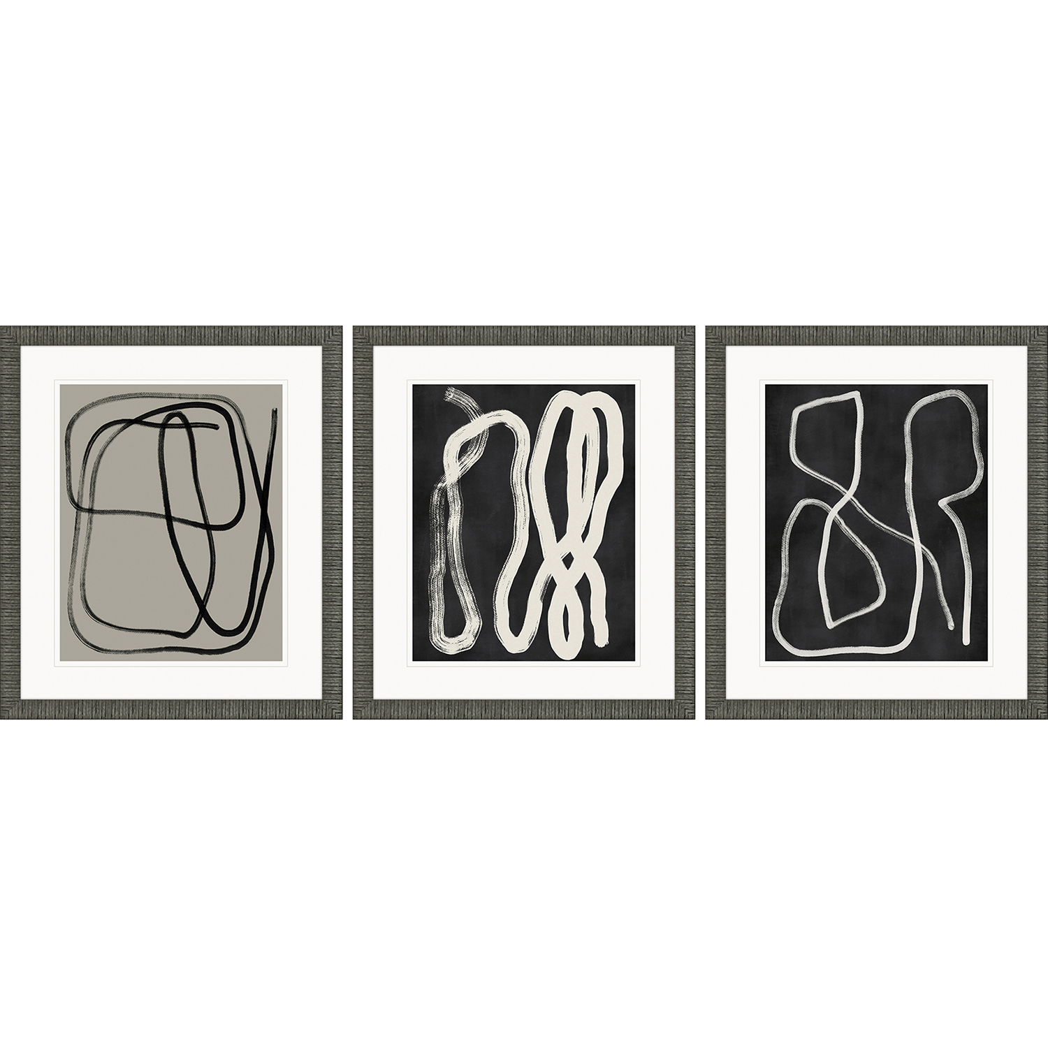Naive Lines Black and Beige and Neutral and White Framed Art