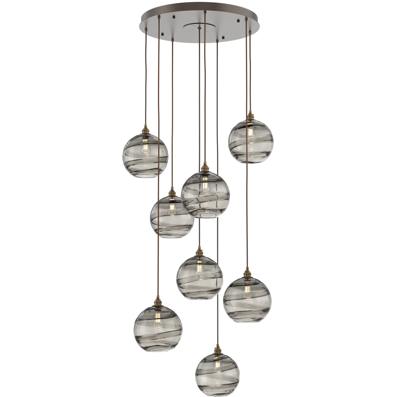 Terra 8 Light Flat Bronze Chandelier Ceiling Light, Round Multi-Port