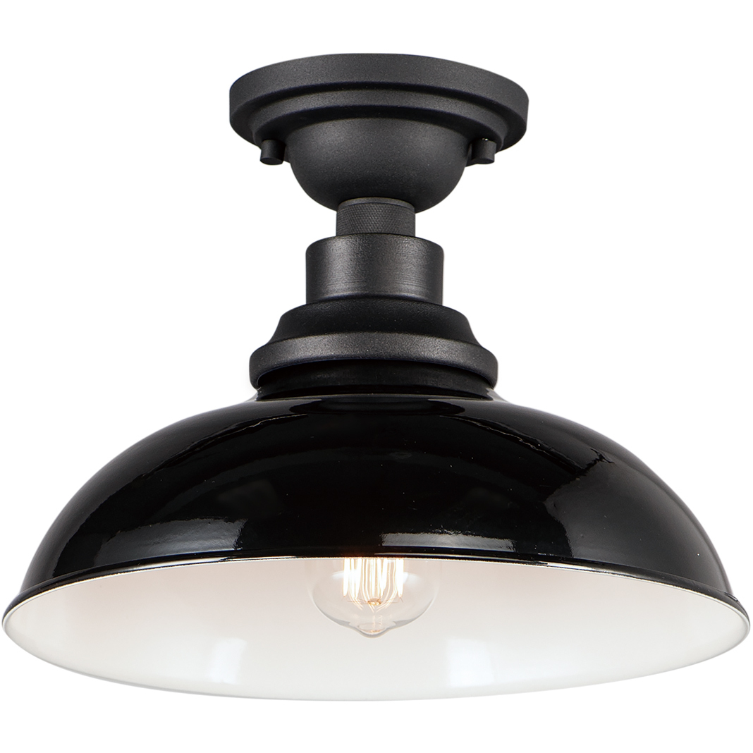 Granville 1 Light 12 inch Gloss Black and Black Outdoor Flush Mount