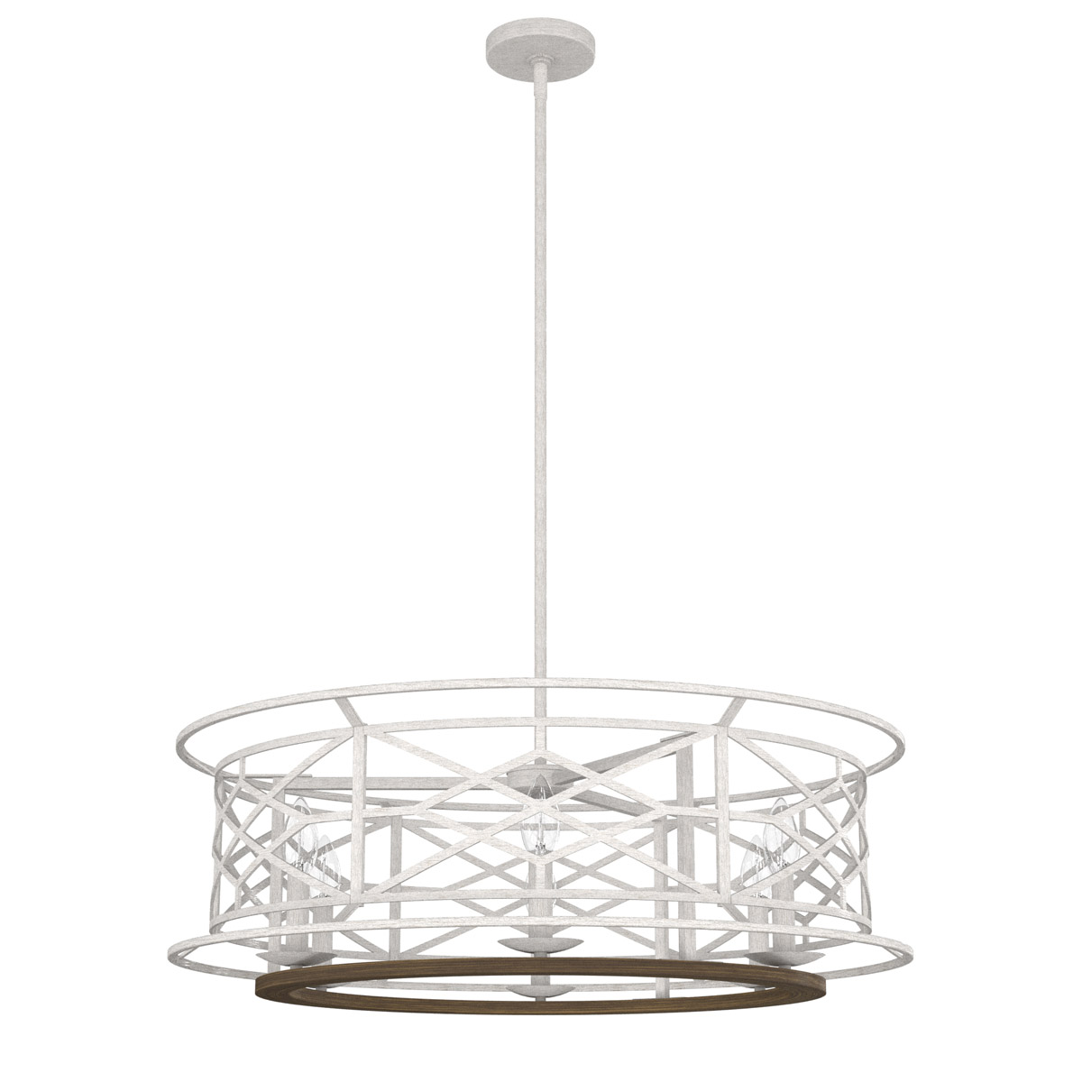 Langwood 6 Light 30 inch Distressed White and Chestnut Chandelier Ceiling Light