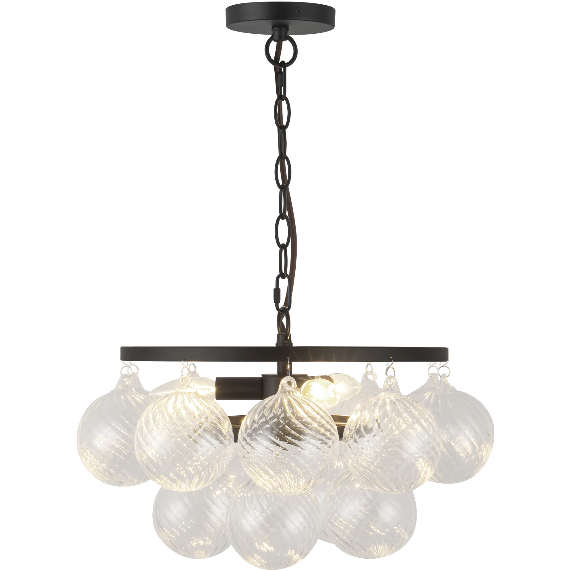 Alora Mood Faye 3 Light 17.75 inch Matte Black Chandelier Ceiling Light in Clear Ribbed Glass
