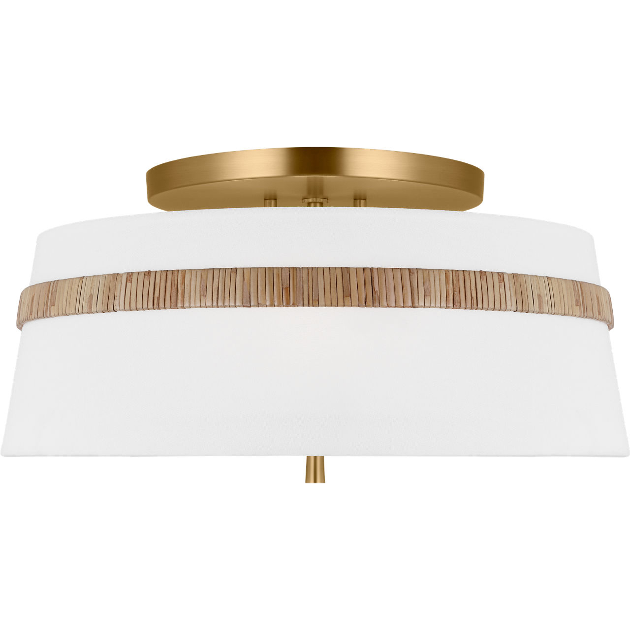 AH by Alexa Hampton Cordtlandt 3 Light 19 inch Burnished Brass with Rattan Semi-Flush Mount Ceiling Light