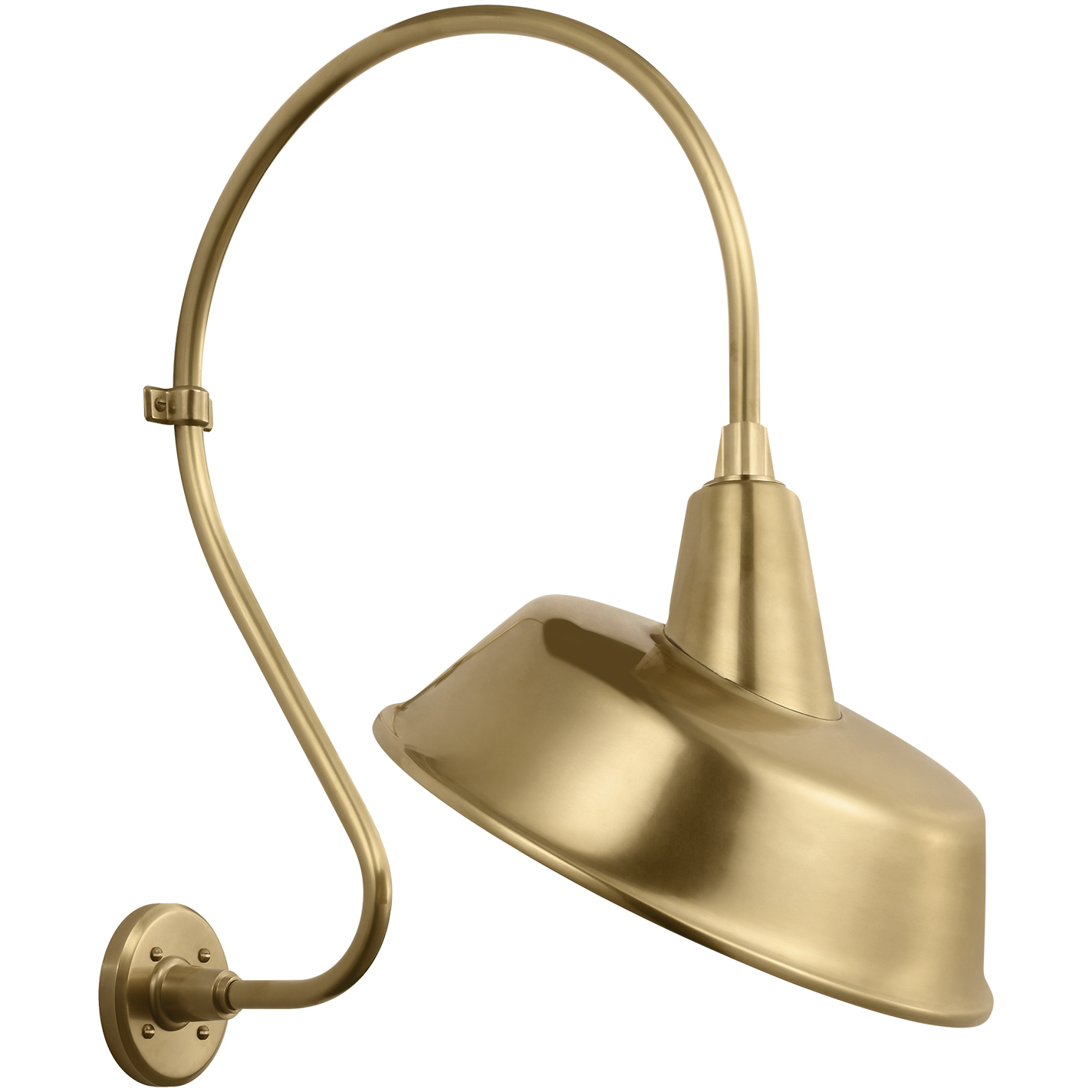 Thomas O'Brien Academy Barn Light LED 27 inch Hand-Rubbed Antique Brass Larrabee Barn Light in 16" Hand-Rubbed Antique Brass Tilted Bowers Shade