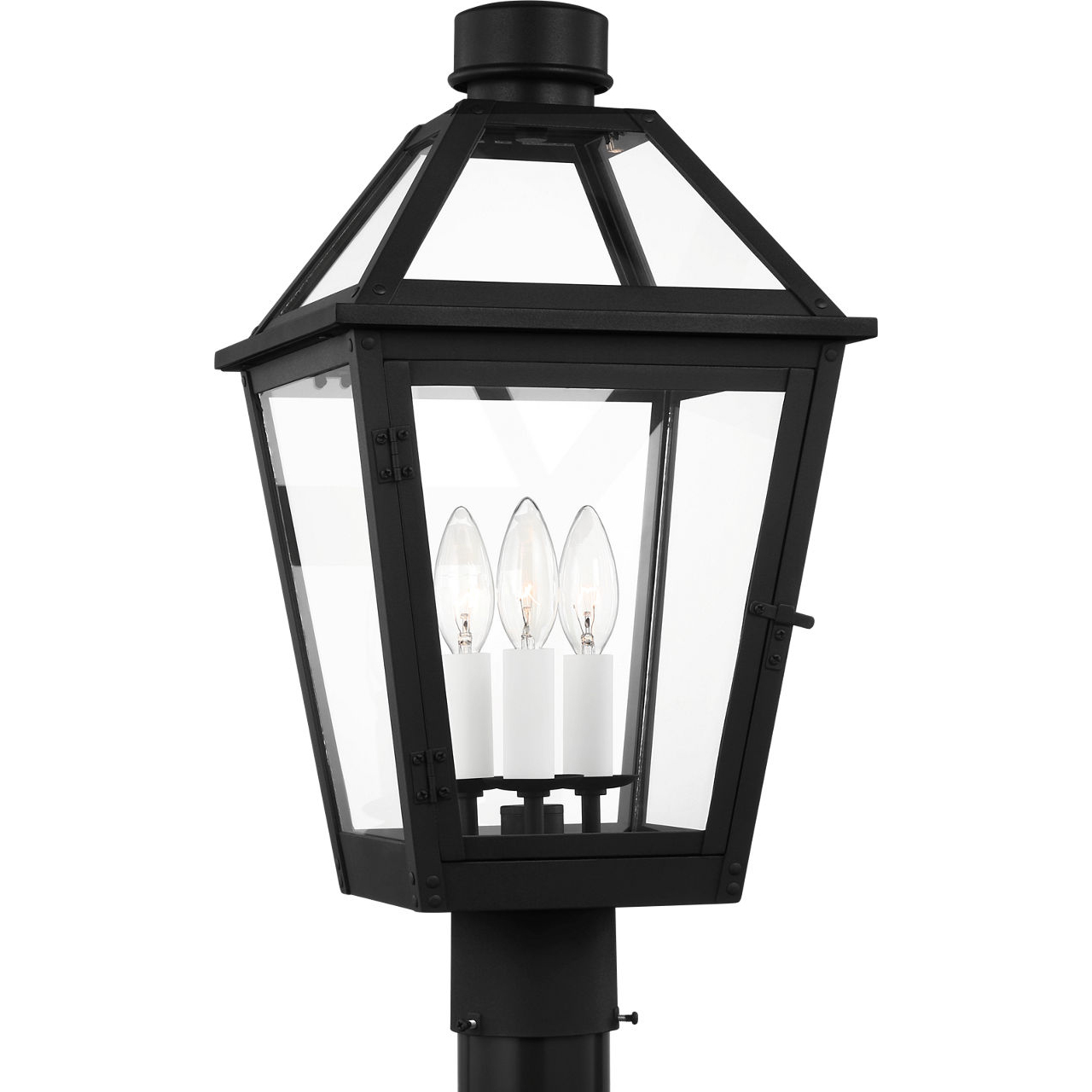 C&M by Chapman & Myers Hyannis 3 Light 19.75 inch Textured Black Outdoor Post Lantern