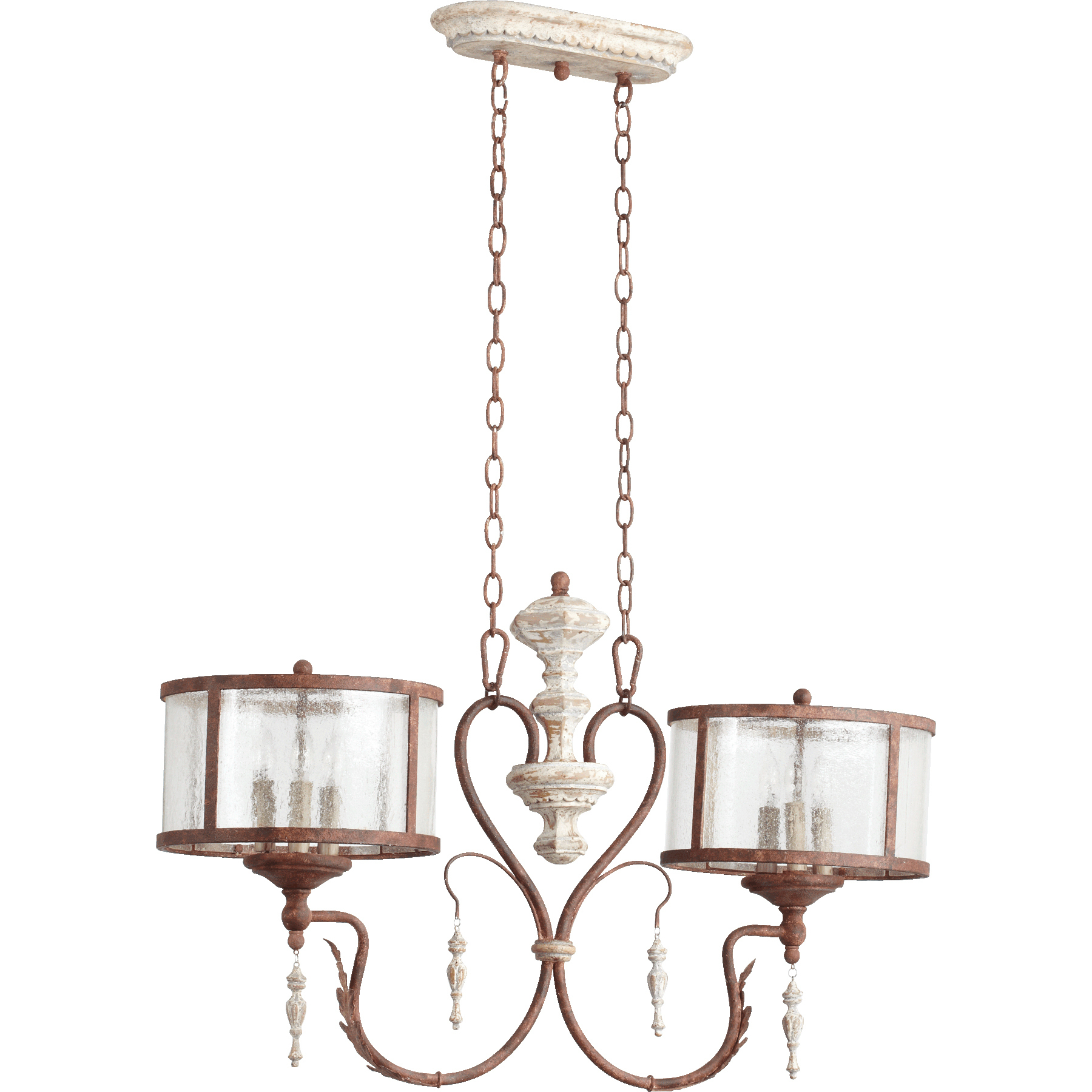 La Maison 6 Light 34.5 inch Manchester Grey with Rust Accents Island Light Ceiling Light