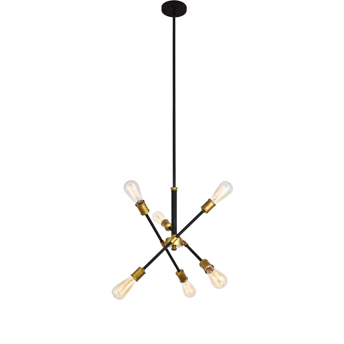 Axel 6 Light 17.1 inch Black and Brass Pendant Ceiling Light