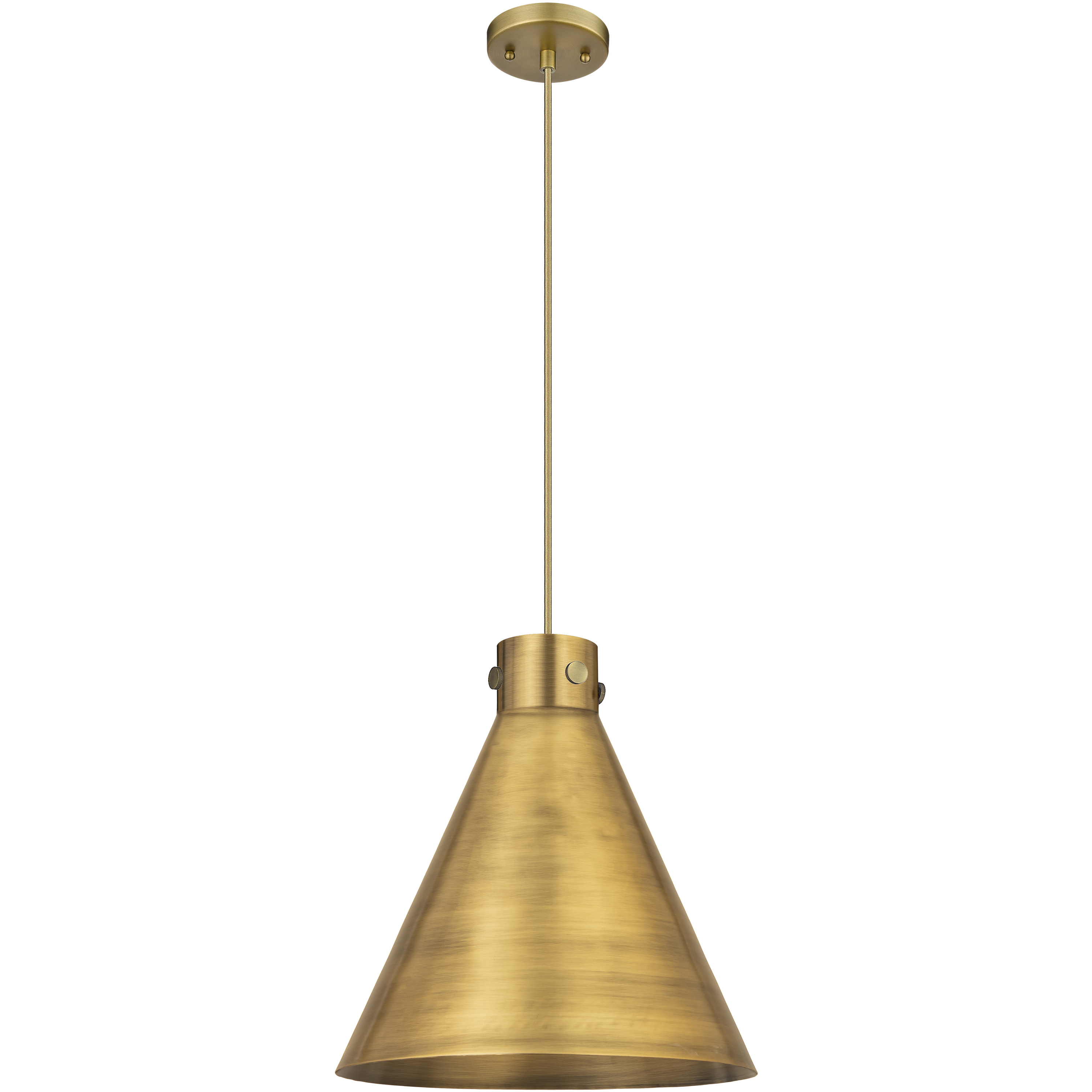 Newton Cone 1 Light 16 inch Brushed Brass Pendant Ceiling Light