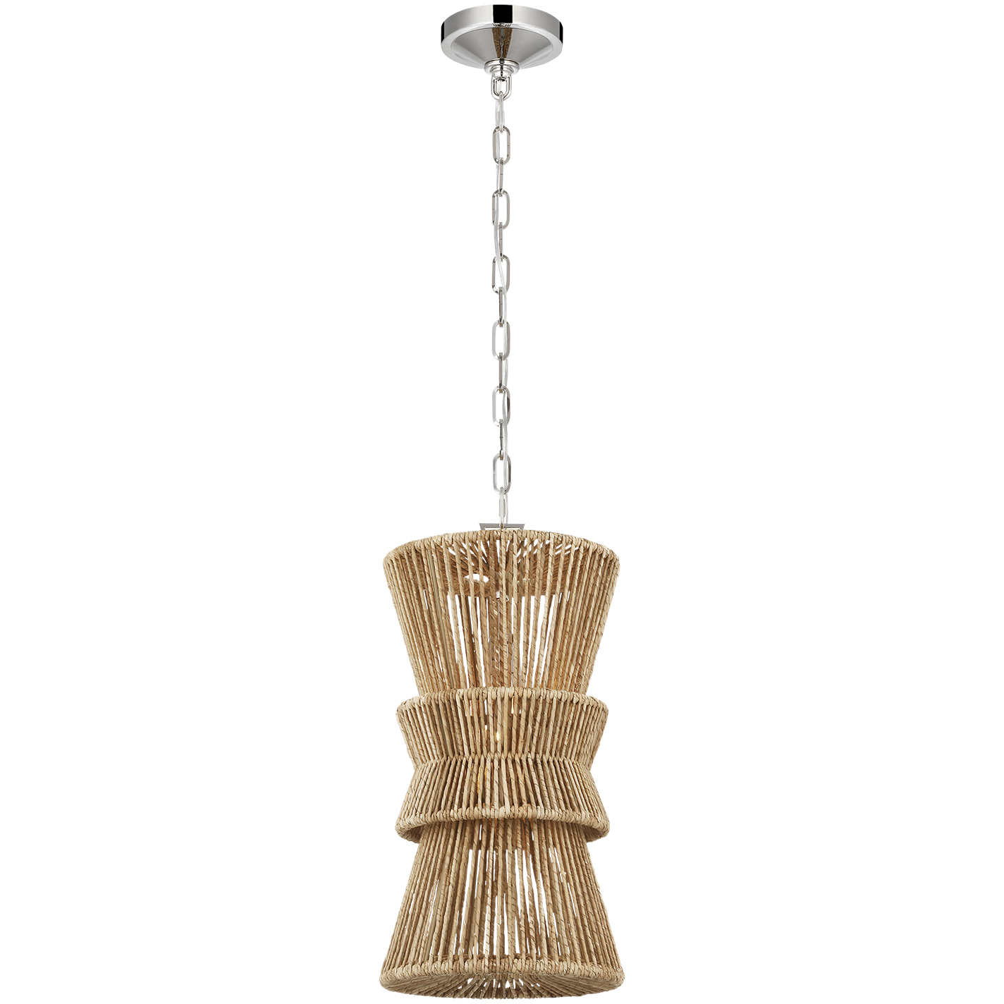 Chapman & Myers Antigua LED 11 inch Polished Nickel and Natural Abaca Pendant Ceiling Light