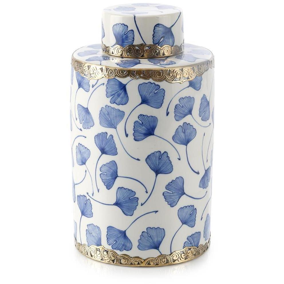 Lidded Ginkgo 12.5 X 7.5 inch Jar, Large