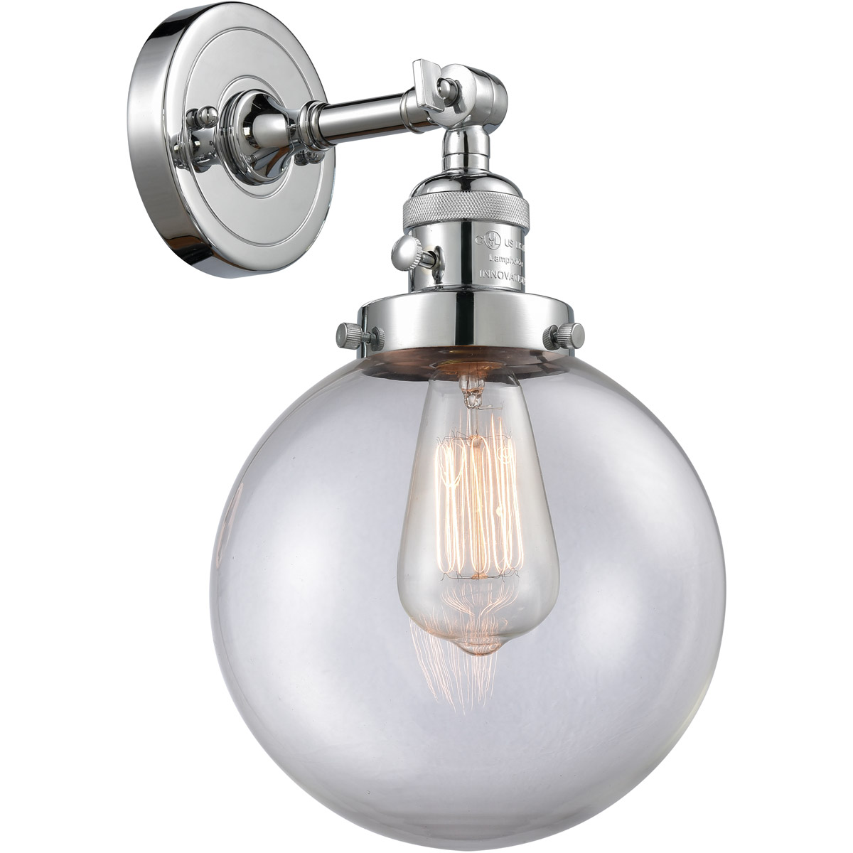 Franklin Restoration Large Beacon LED 8 inch Polished Chrome Sconce Wall Light, Franklin Restoration