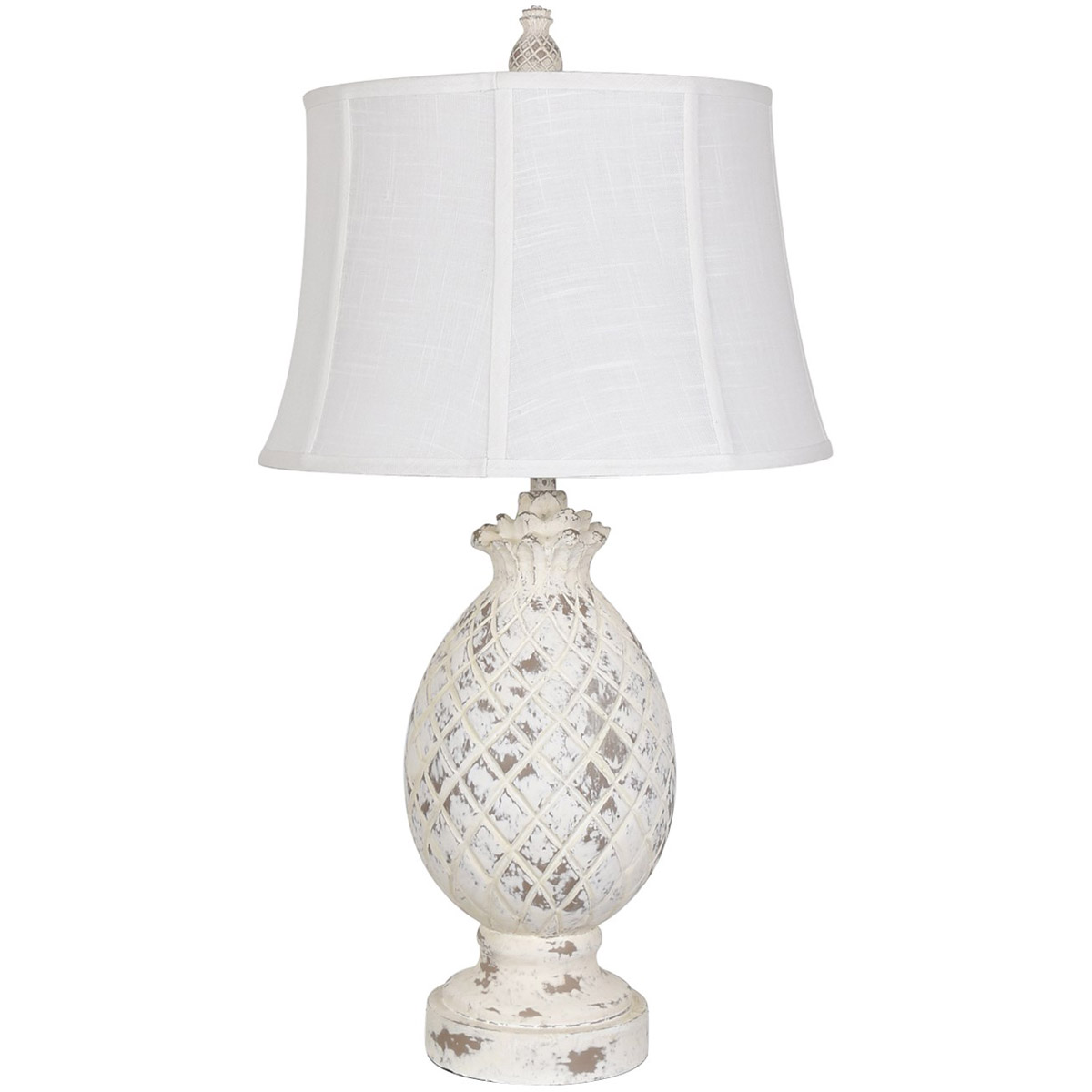 Pineapple 31 inch 150 watt White Wash Table Lamp Portable Light