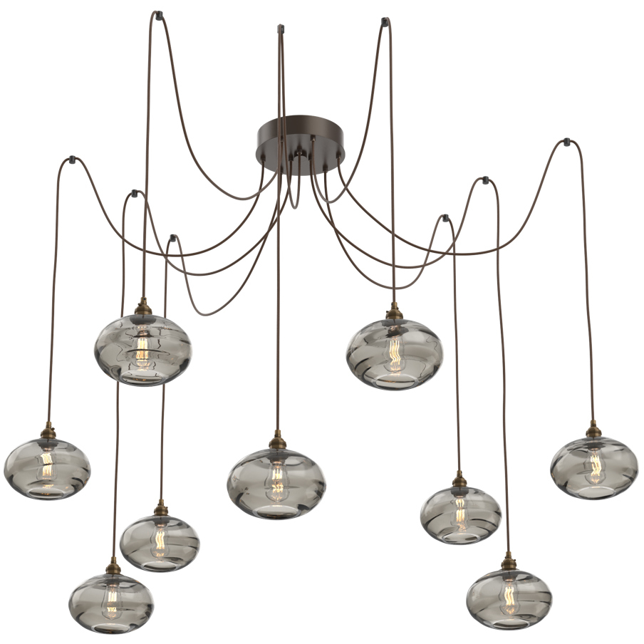 Coppa 9 Light 17 inch Flat Bronze Swag Multi-Pendant Ceiling Light in Smoke Optic