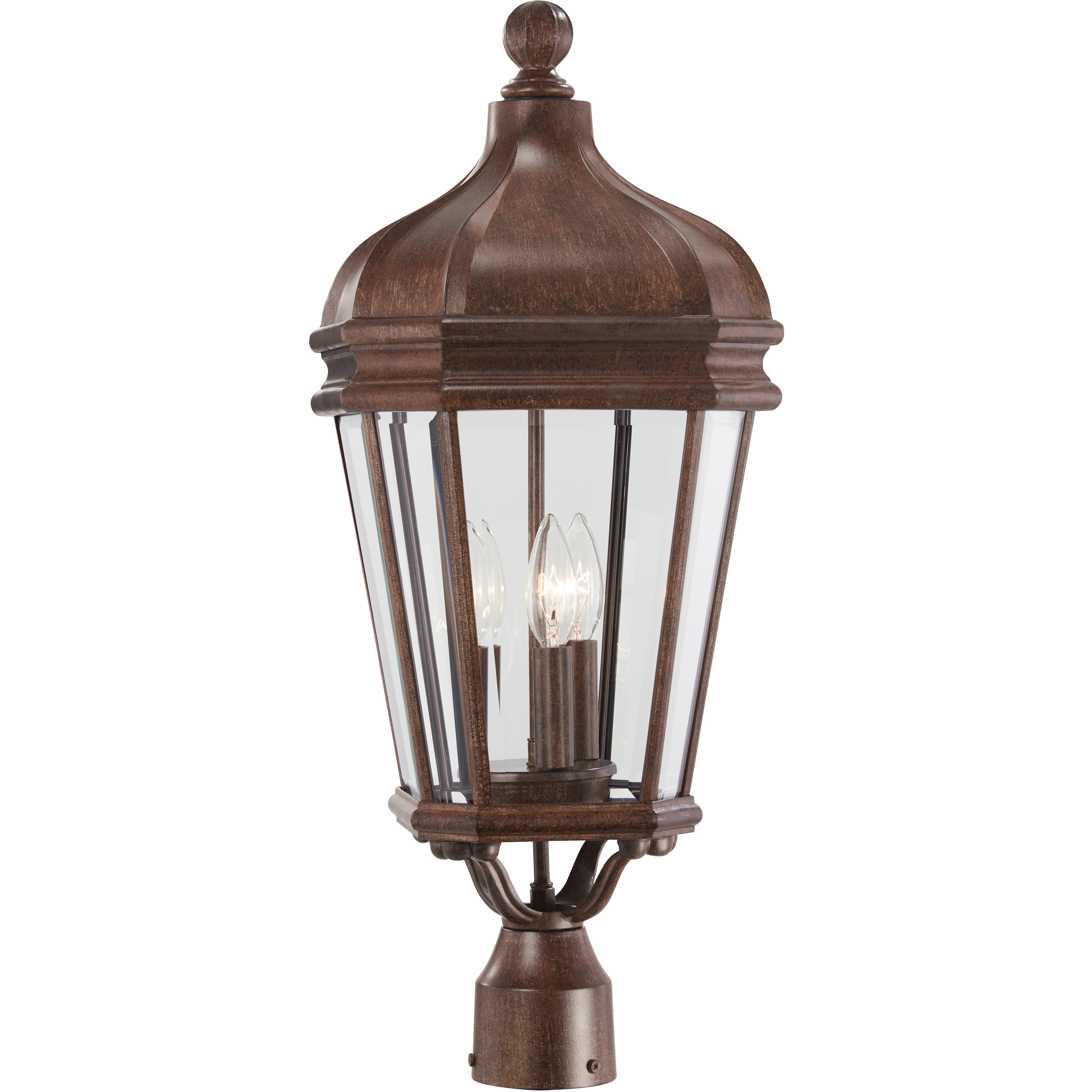 Harrison 3 Light 26 inch Vintage Rust Outdoor Post Mount Lantern, Great Outdoors