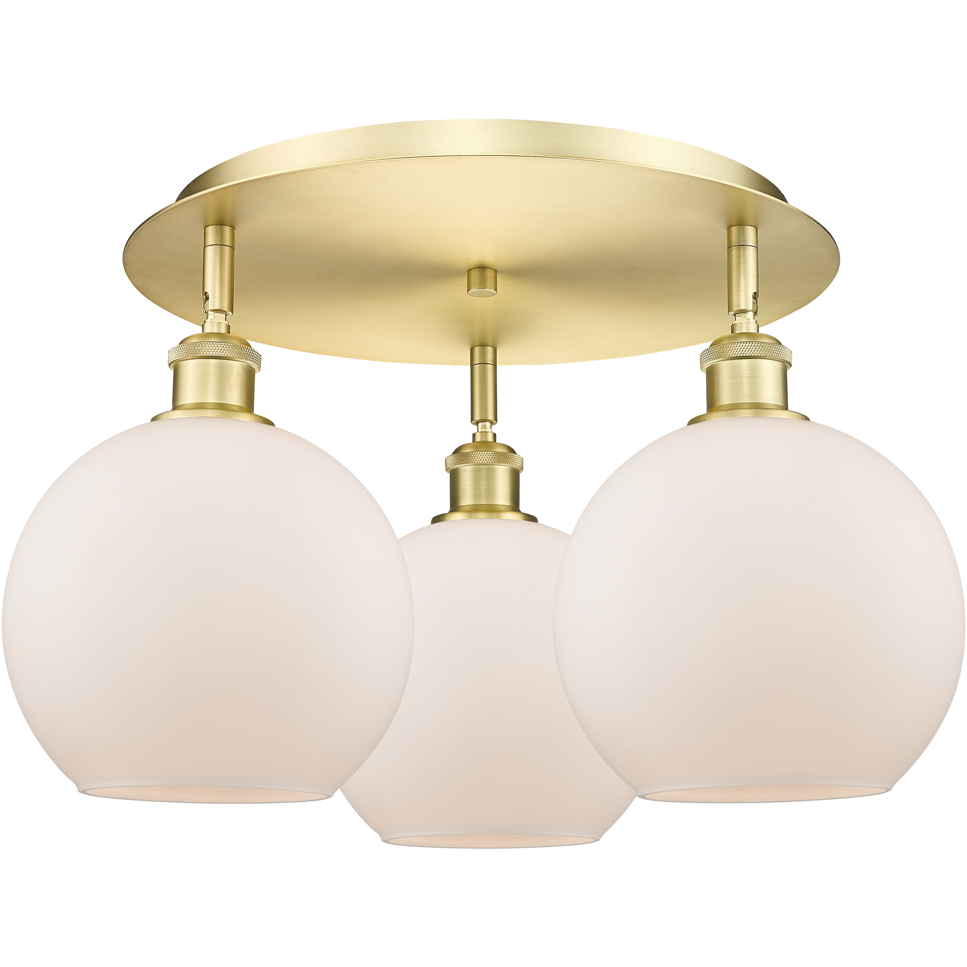Athens 3 Light 19.75 inch Satin Gold Flush Mount Ceiling Light in Matte White