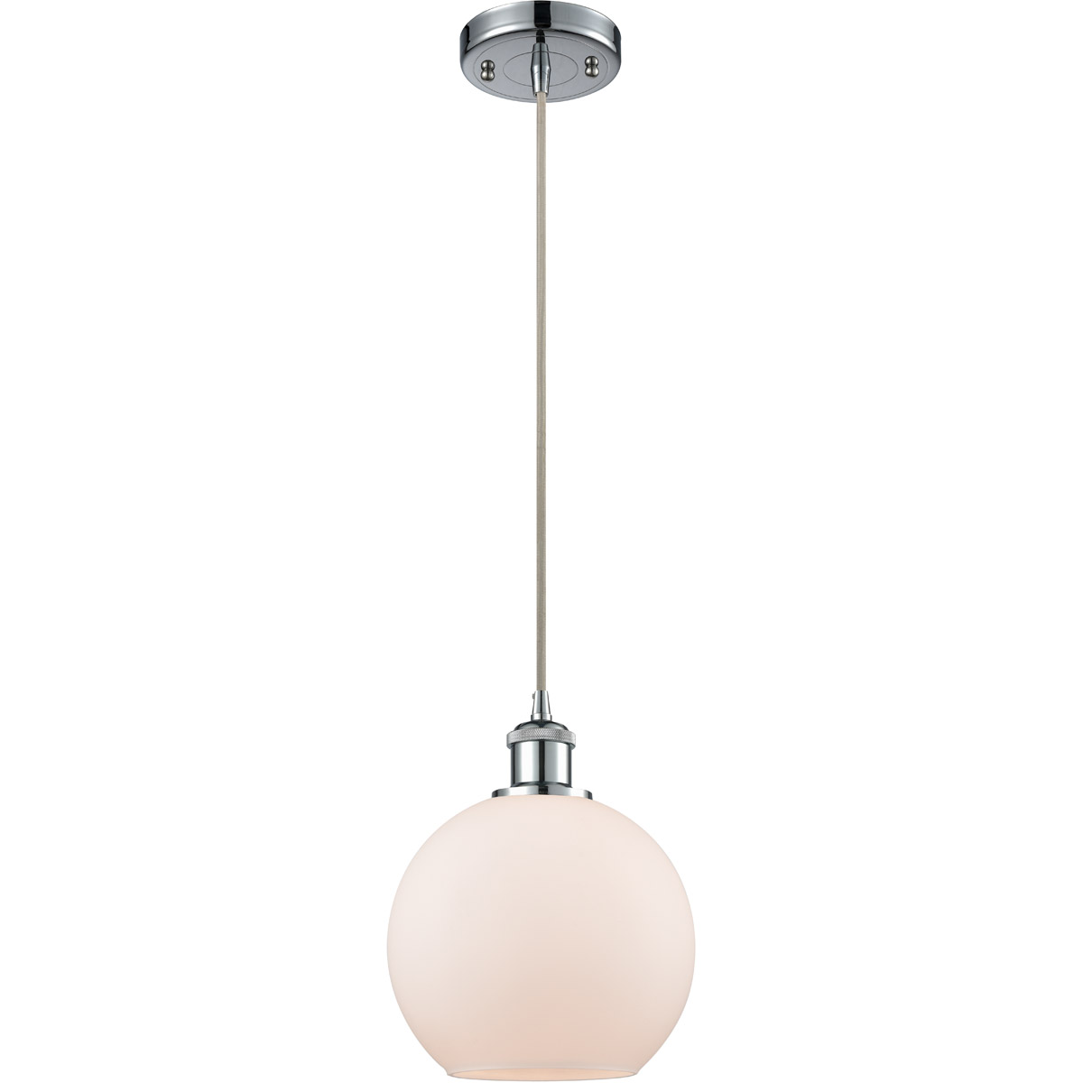Ballston Athens LED 8 inch Polished Chrome Mini Pendant Ceiling Light in Matte White Glass, Ballston