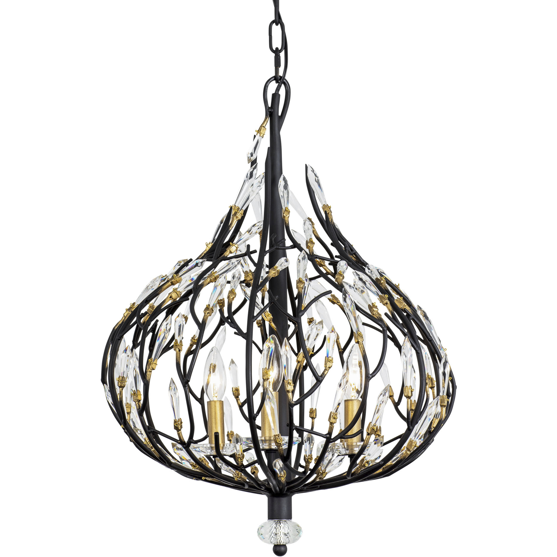 Bask 3 Light 18 inch Matte Black and French Gold Pendant Ceiling Light in Matte Black/French Gold