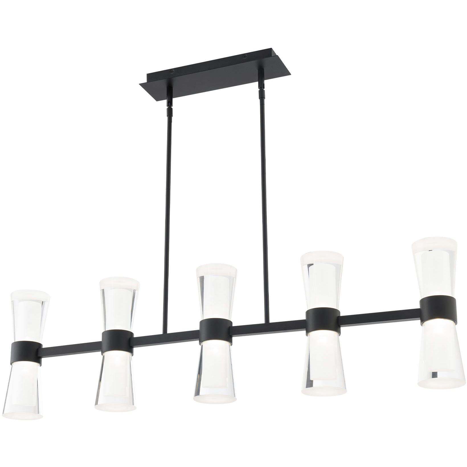Hourglass Linear Pendant Ceiling Light in 3500K, Black, dweLED