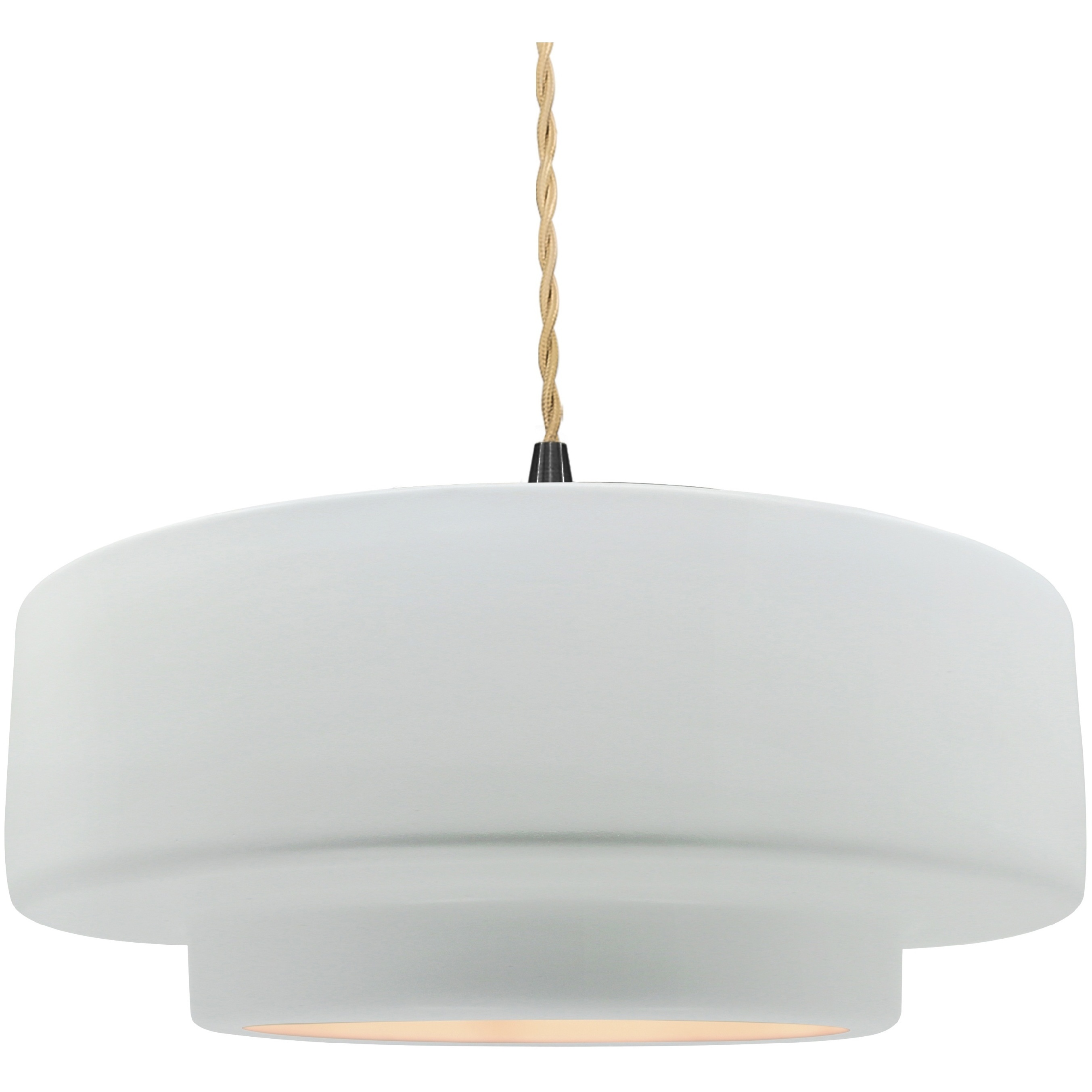Radiance Collection - Tier Pendant Ceiling Light in Matte Black, Replaceable Bulb, Beige Twist Cord, Gloss White (outside and inside of fixture), 16.25W x 6H, Form+Finish+Function