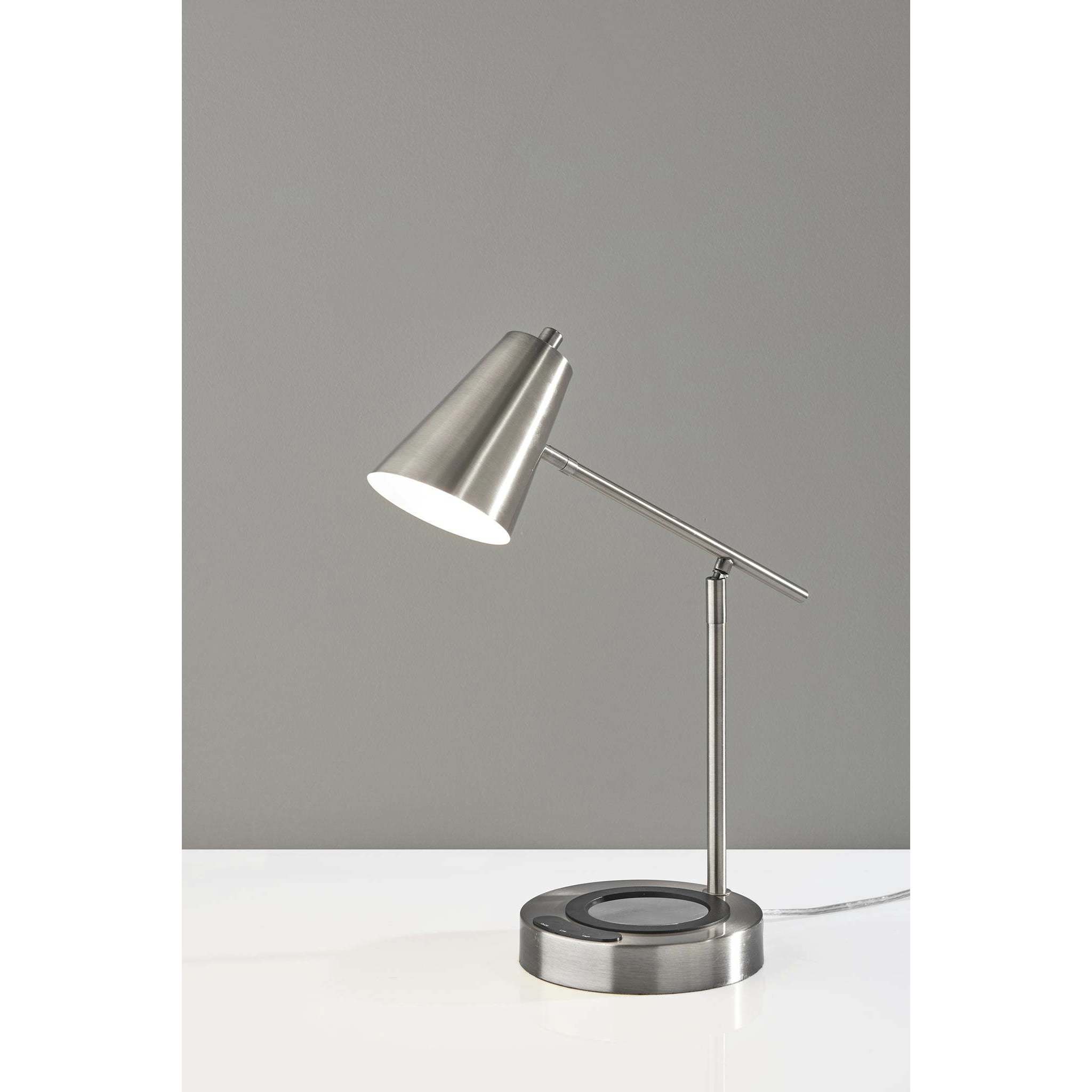 Cup Warming 14.5 inch 40 watt Brushed Steel Desk Lamp Portable Light, Simplee Adesso