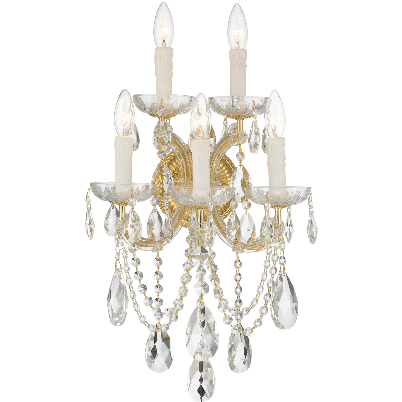 Maria Theresa Sconce Wall Light in Clear Swarovski Strass, Gold
