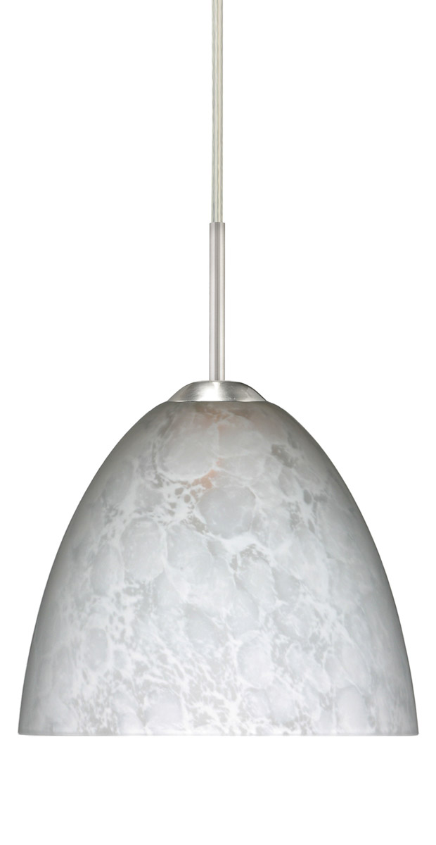 Sasha Ii LED Satin Nickel Pendant Ceiling Light in Carrera Glass