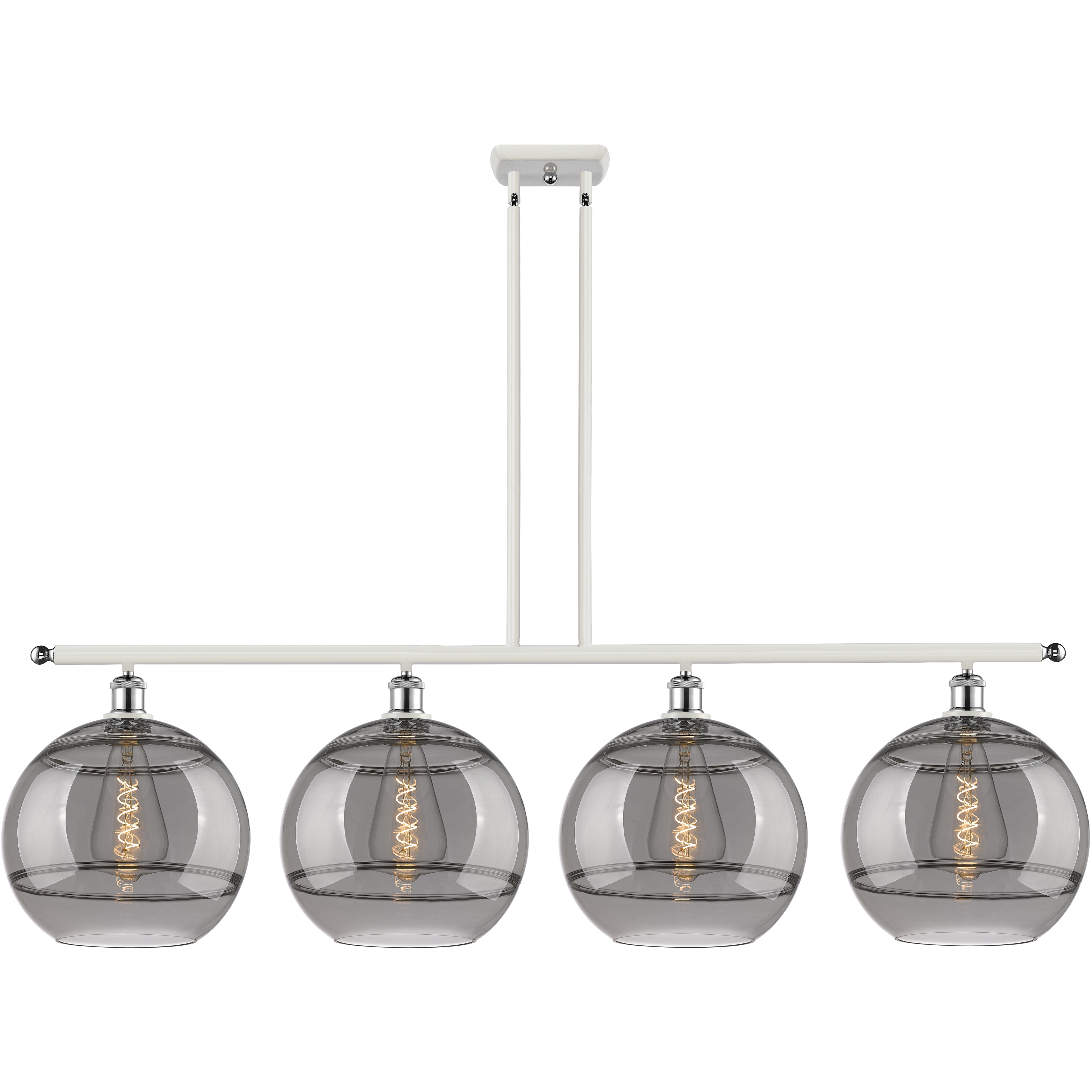 Ballston Rochester 4 Light 50.25 inch White Polished Chrome Stem Hung Island Light Ceiling Light