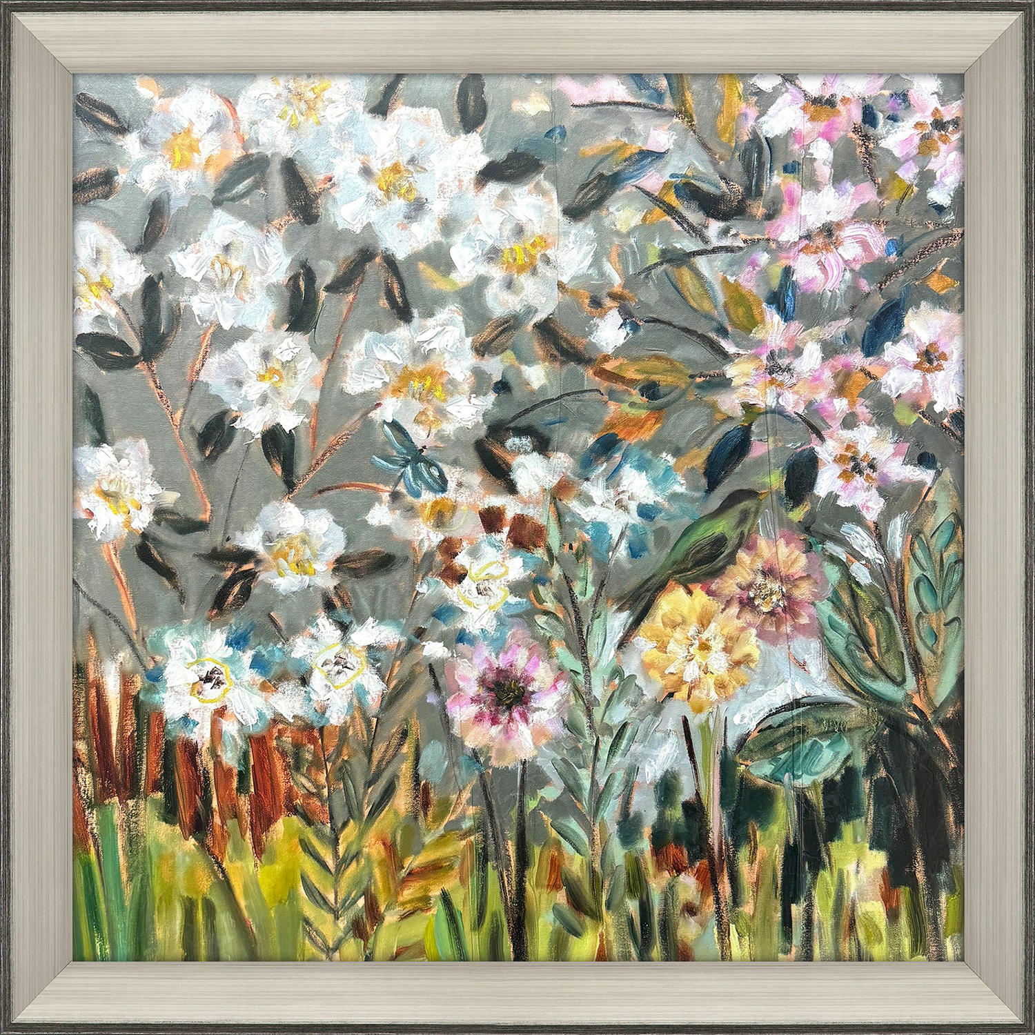 Finally Spring Multi and Green and Pink and Teal Framed Art