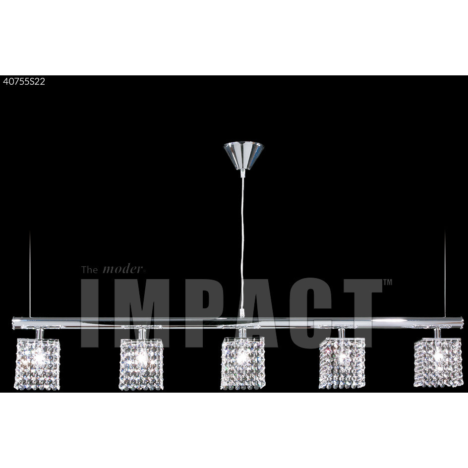Contemporary 5 Light 48 inch Silver Linear Chandelier Ceiling Light