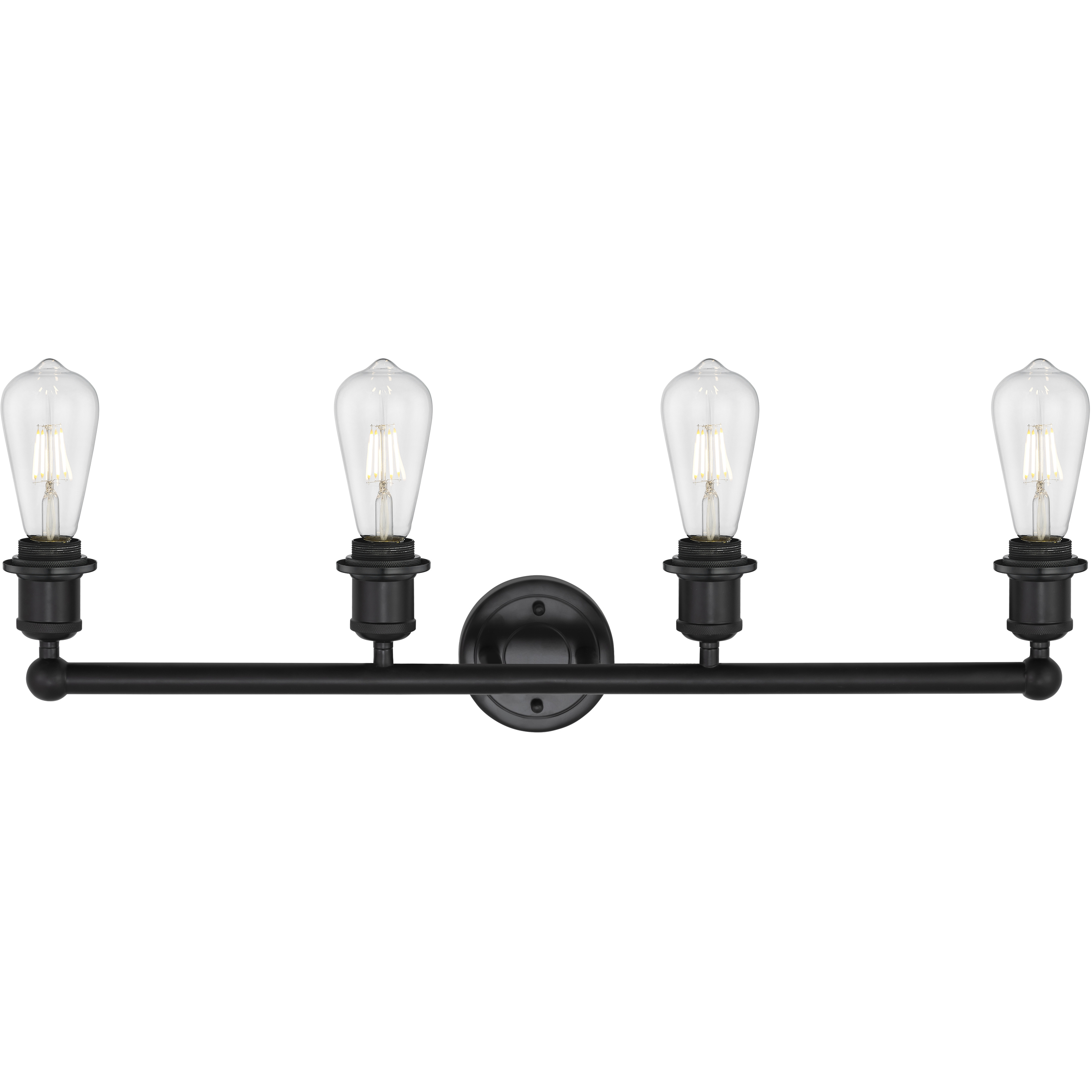 Edison Eaton 4 Light 33 inch Matte Black Bath Vanity Light Wall Light in Clear Glass