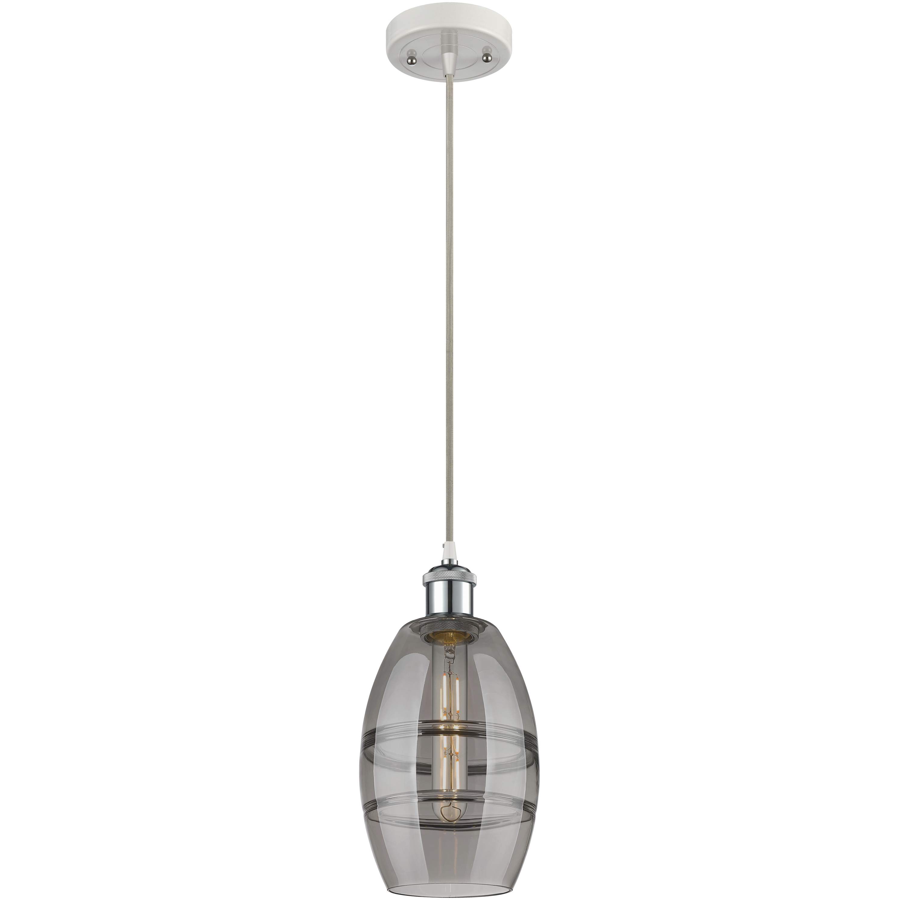 Ballston Vaz 1 Light 5.88 inch White Polished Chrome Cord Hung Mini Pendant Ceiling Light