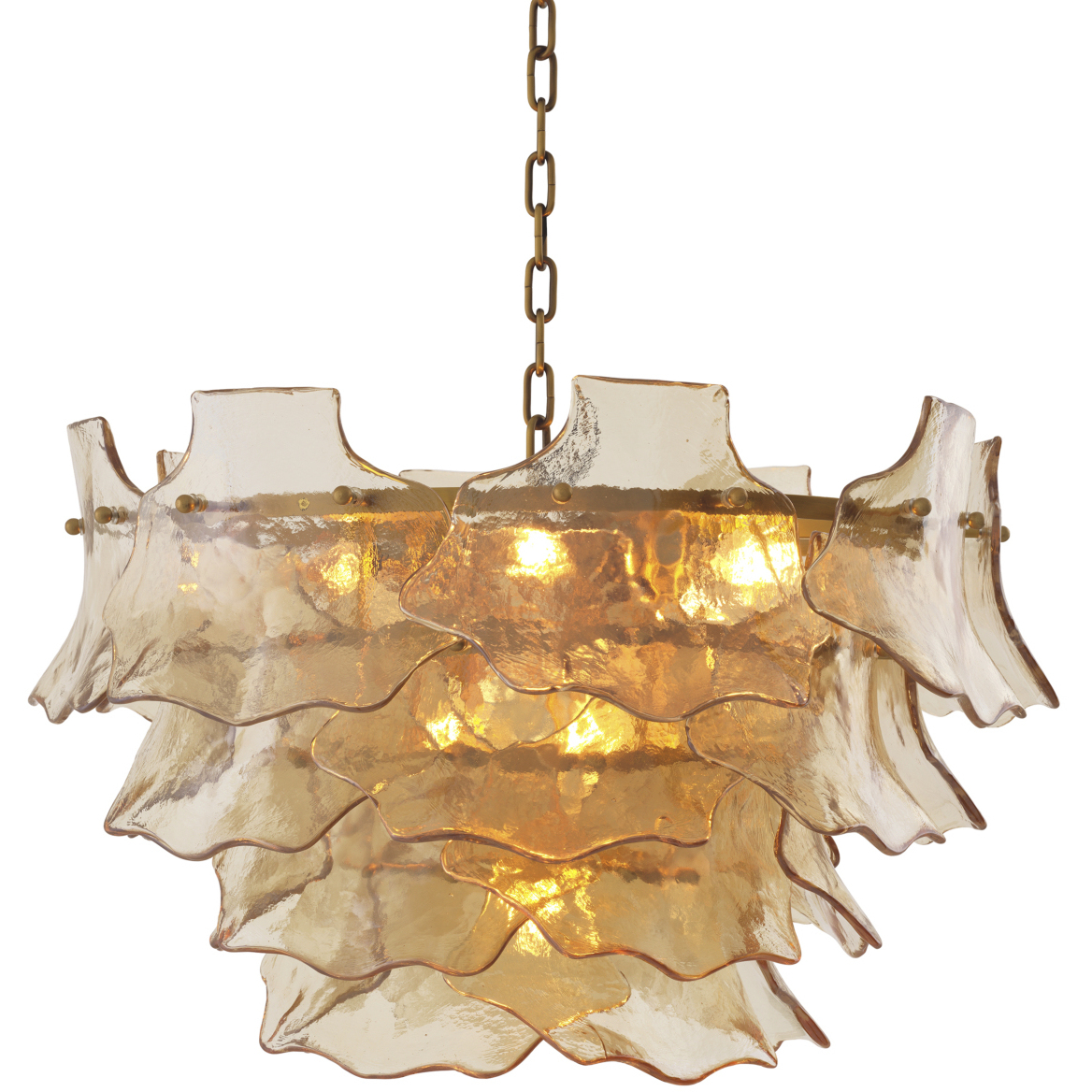 Clarendon 10 Light 29.53 inch Antique Brass and Champagne Colored Glass Pendant Ceiling Light