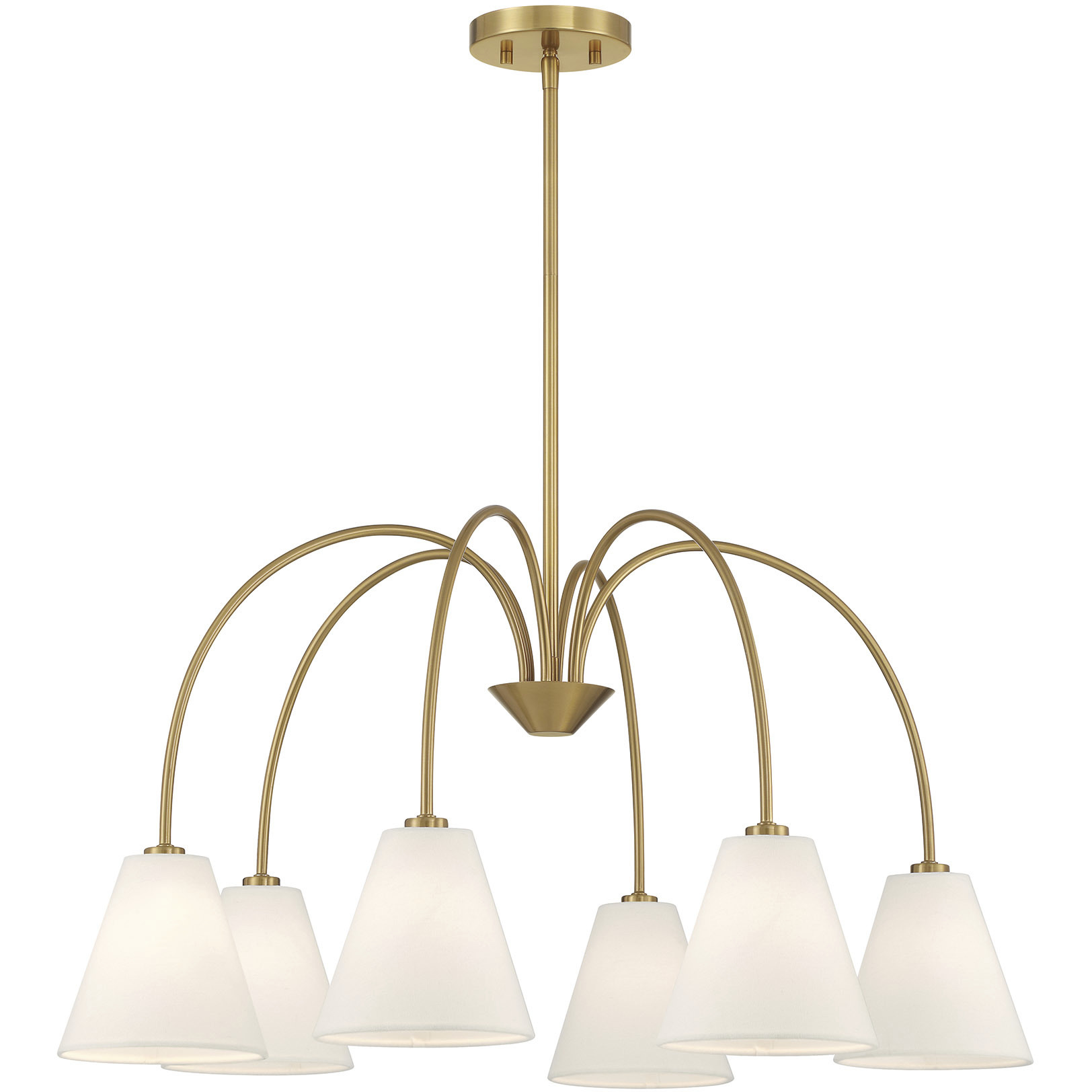 Modern 6 Light 30 inch Natural Brass Chandelier Ceiling Light