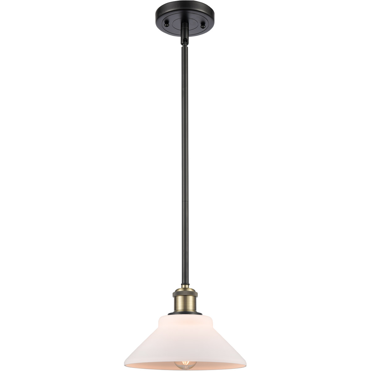 Ballston Orwell LED 8 inch Black Antique Brass Pendant Ceiling Light in Matte White Glass, Ballston