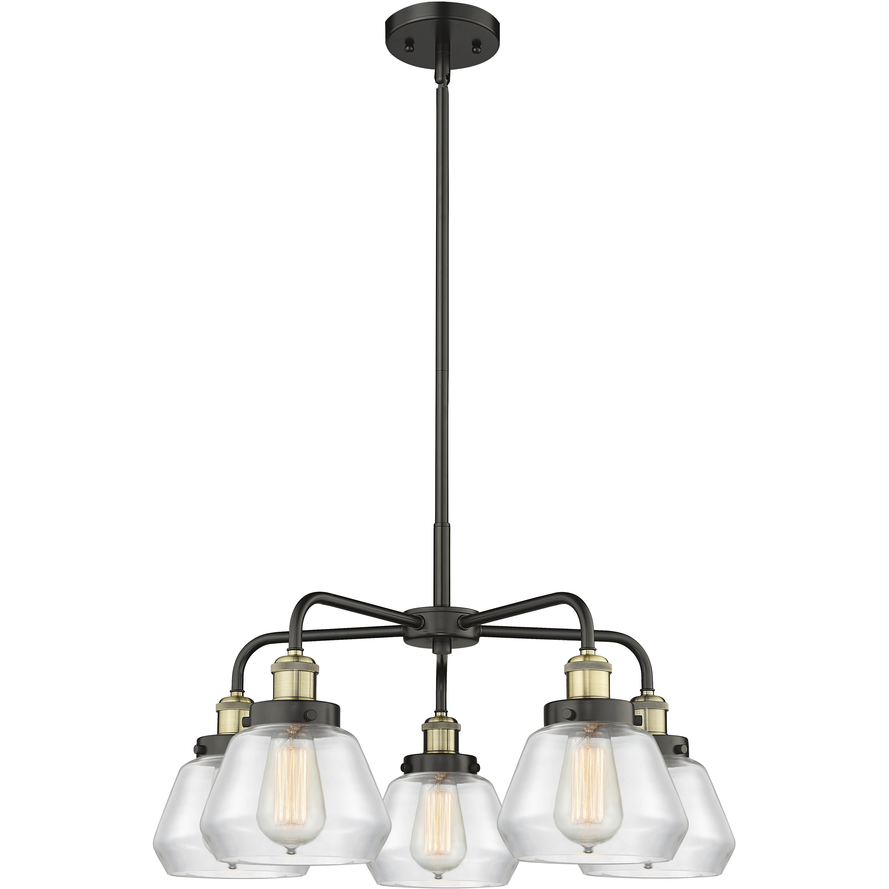 Fulton 5 Light 24.5 inch Antique Brass Chandelier Ceiling Light Clear Glass