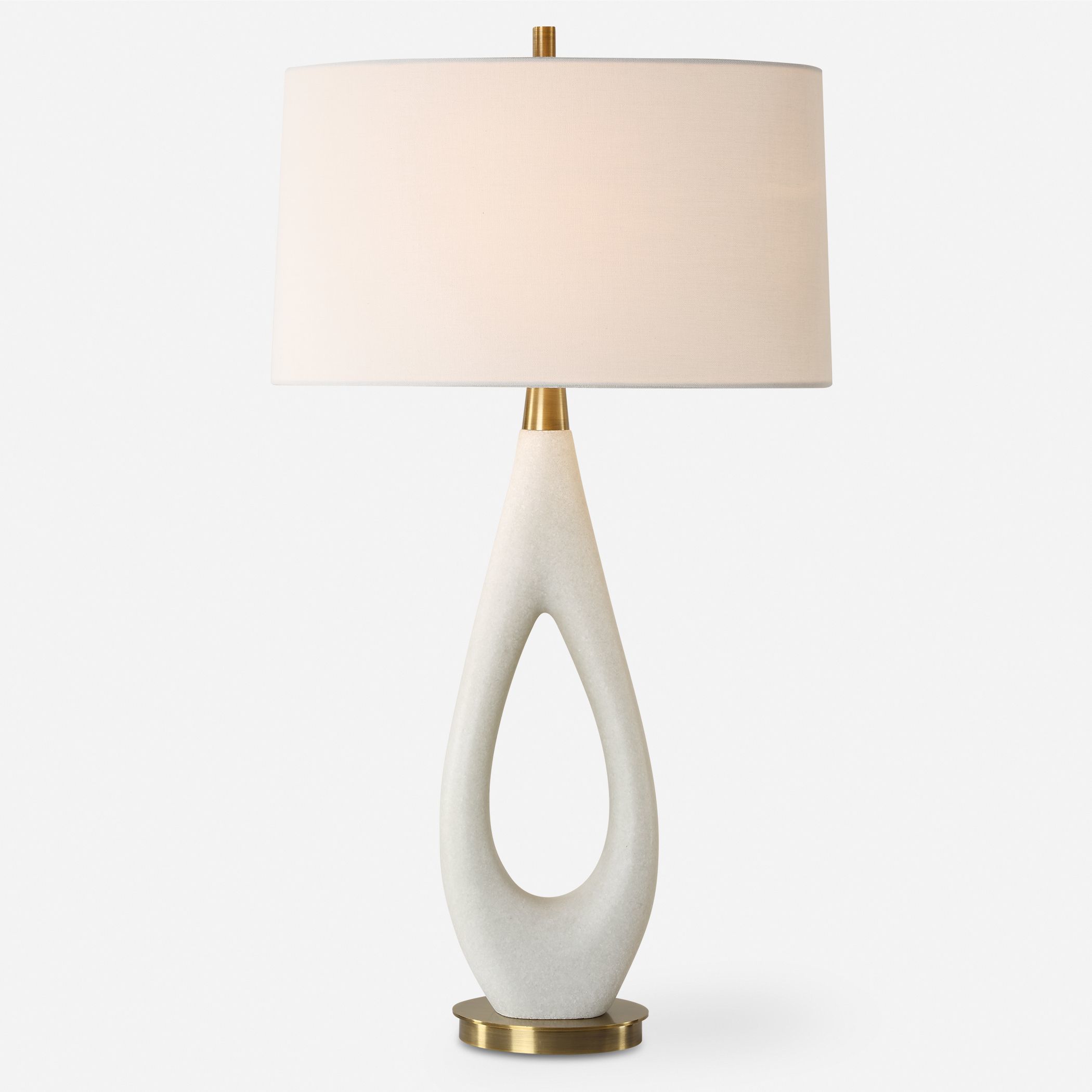 Promenade 33.25 inch 150.00 watt White Rice Stone and Antique Brass Table Lamp Portable Light