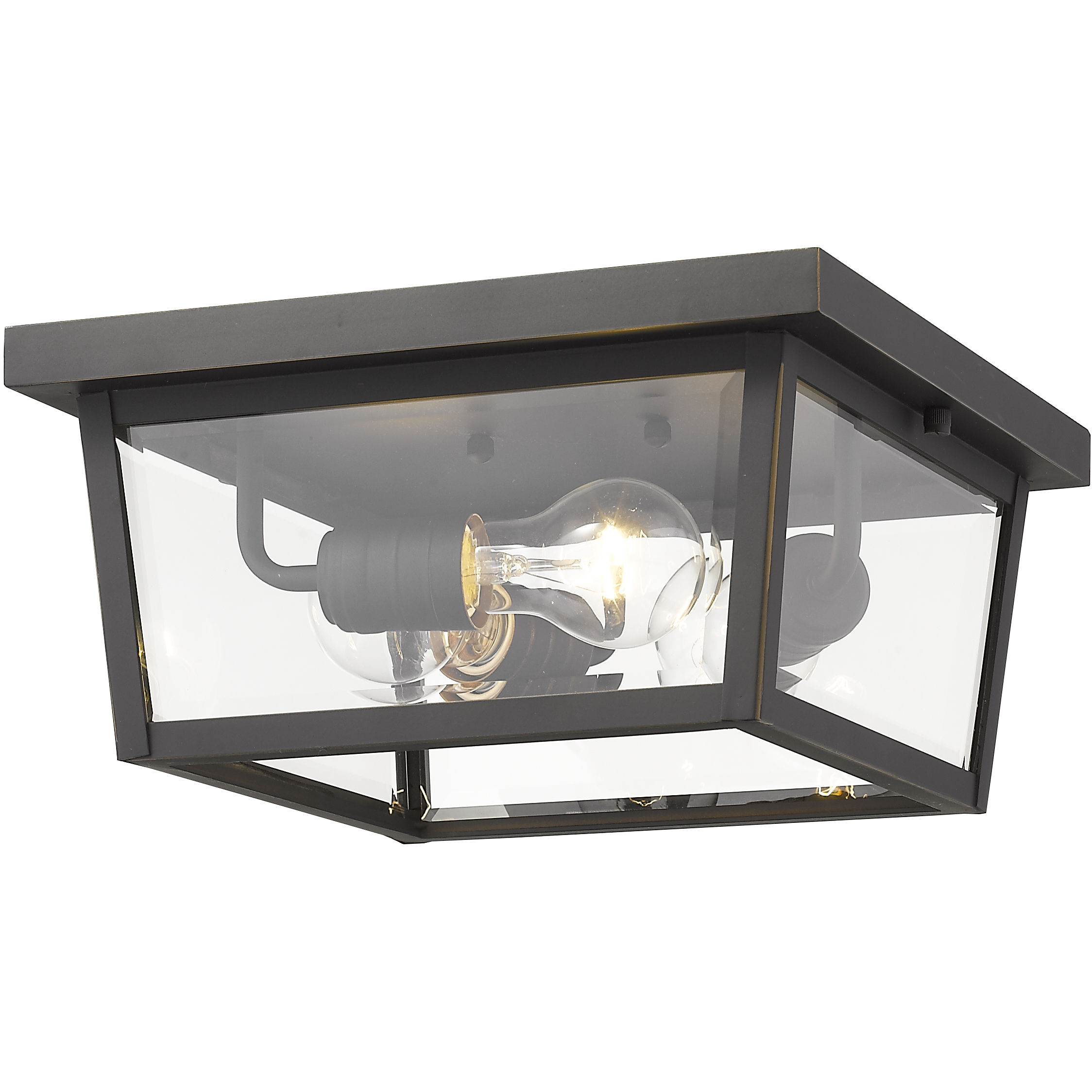 Beacon 3 Light 12 inch Oil Rubbed Bronze Outdoor Flush Mount