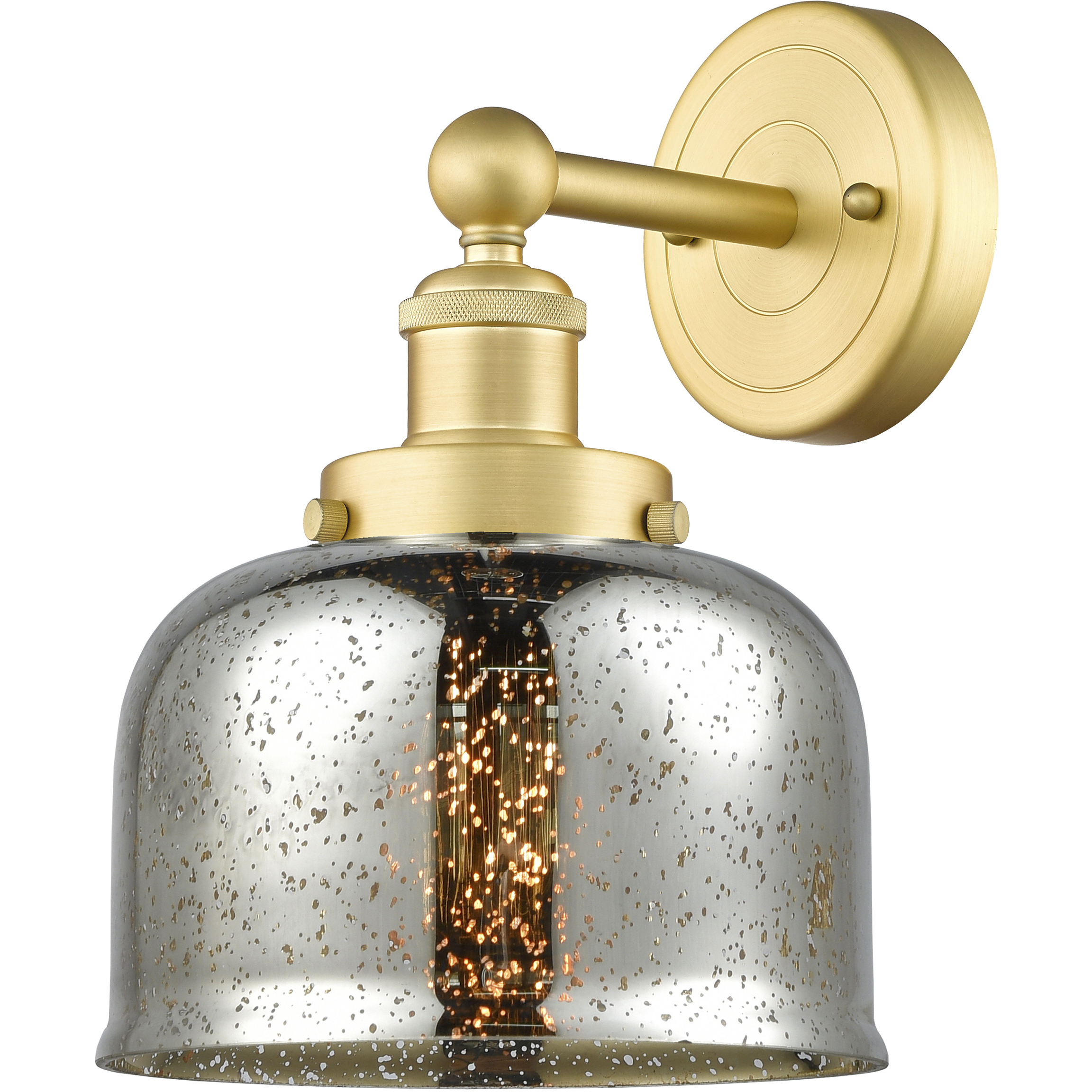 Bell 1 Light 6.5 inch Satin Gold Sconce Wall Light in Silver Plated Mercury Glass, Large