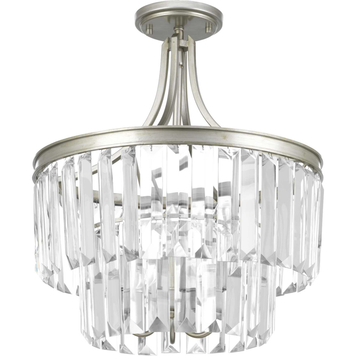 Benedict 3 Light 16 inch Silver Ridge Semi-Flush Mount Convertible Ceiling Light, Design Series