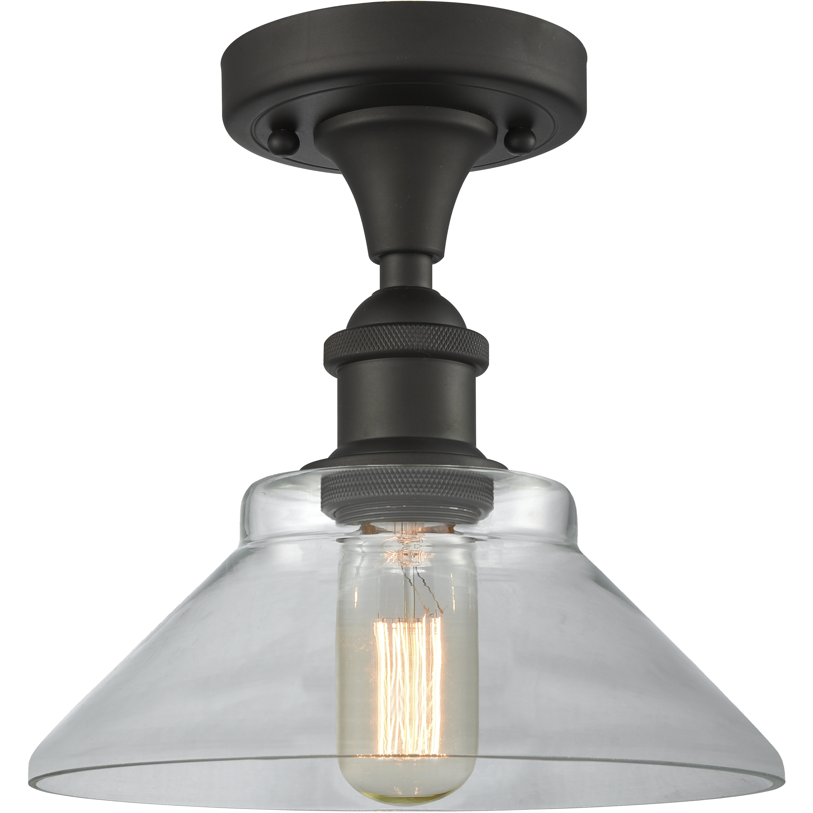 Edison Orwell 1 Light 8.38 inch Oil Rubbed Bronze Semi-Flush Mount Ceiling Light in Clear Glass