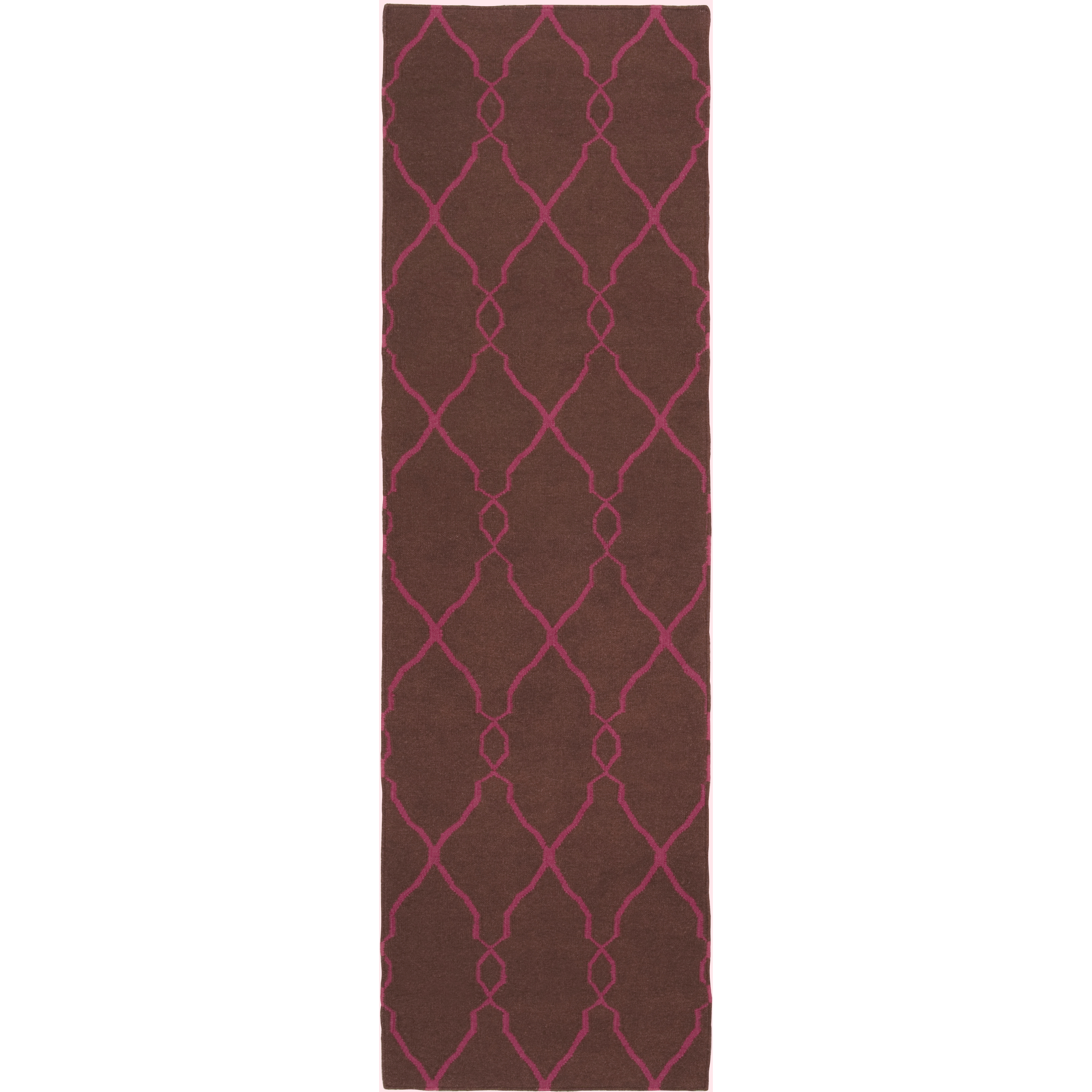 Fallon 96 X 30 inch Dark Brown, Fuchsia Rug
