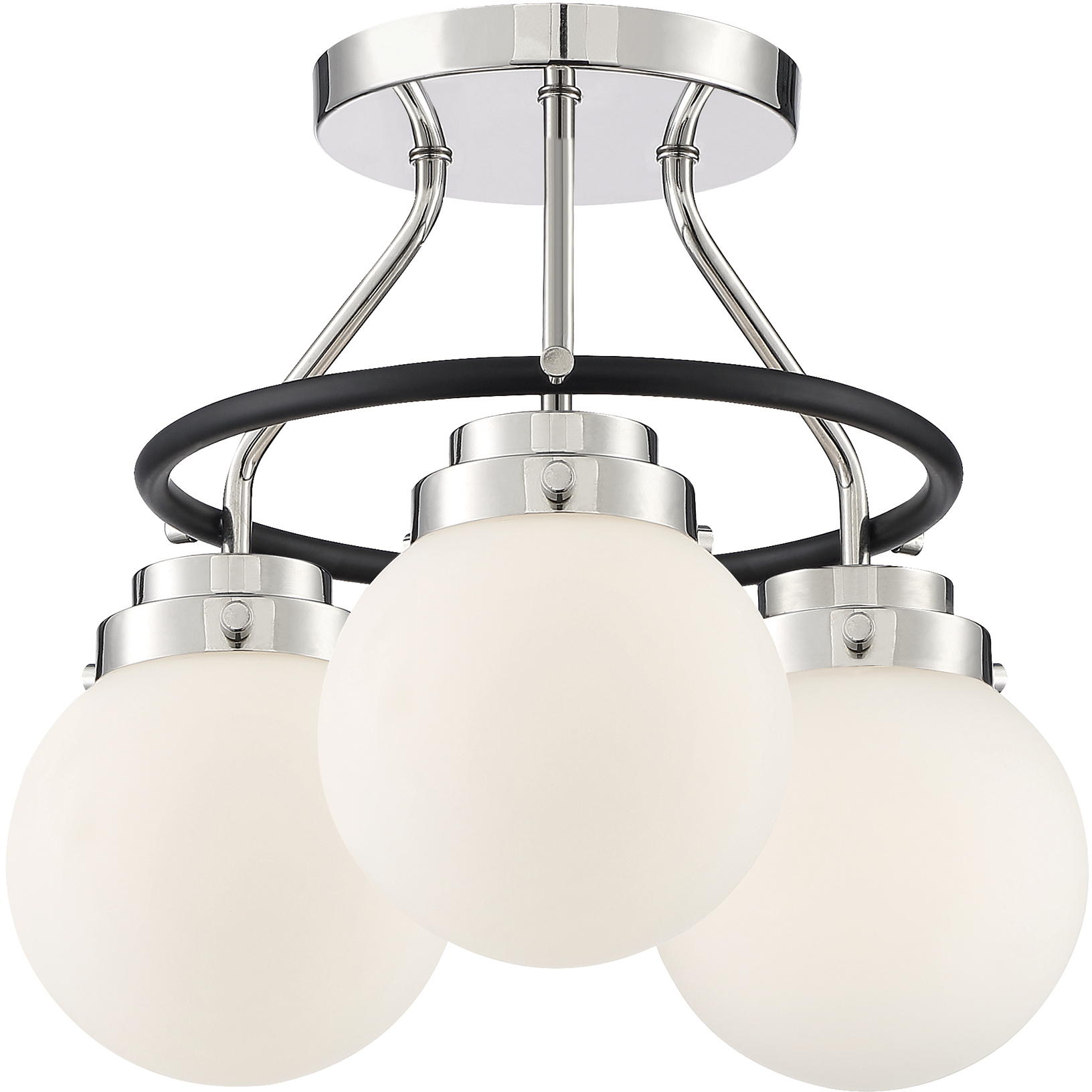 Elle 3 Light 14 inch Polished Nickel Semi-Flush Ceiling Light