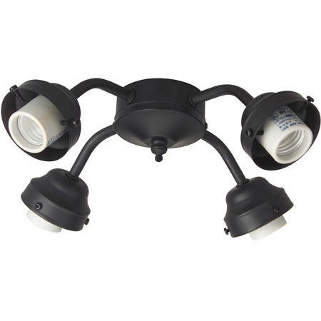 Universal LED Flat Black Fan Light Fitter, Shades Sold Separately