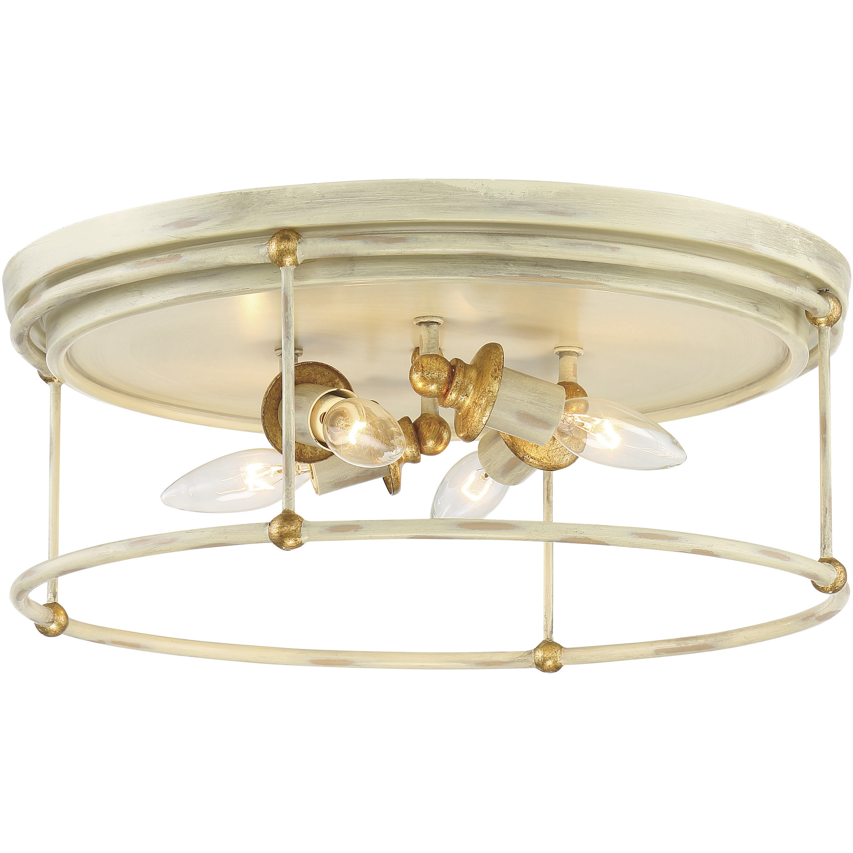 Minka-Lavery Westchester County 4 Light 17 inch Farm House White/Gilded G Flush Mount Ceiling Light in Farmhouse White 1040-701 - Open Box