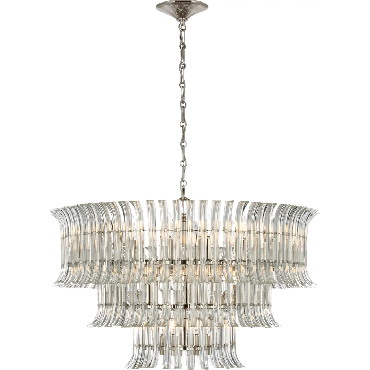 AERIN Rhine LED 34 inch Polished Nickel Three Tier Chandelier Ceiling Light